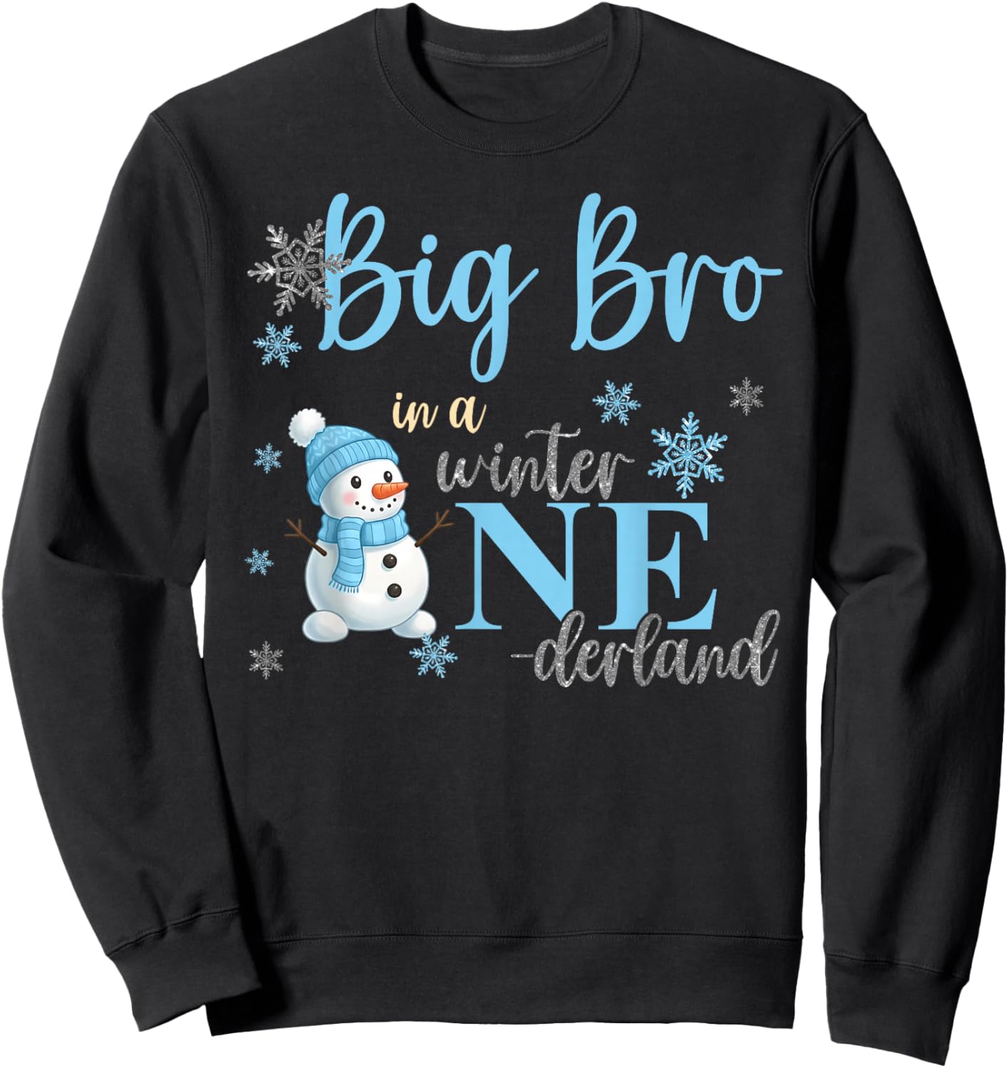 Big Bro in A Winter Onederland Bday Boy Girl Cute Snowman Sweatshirt - Sweatshirt | Black