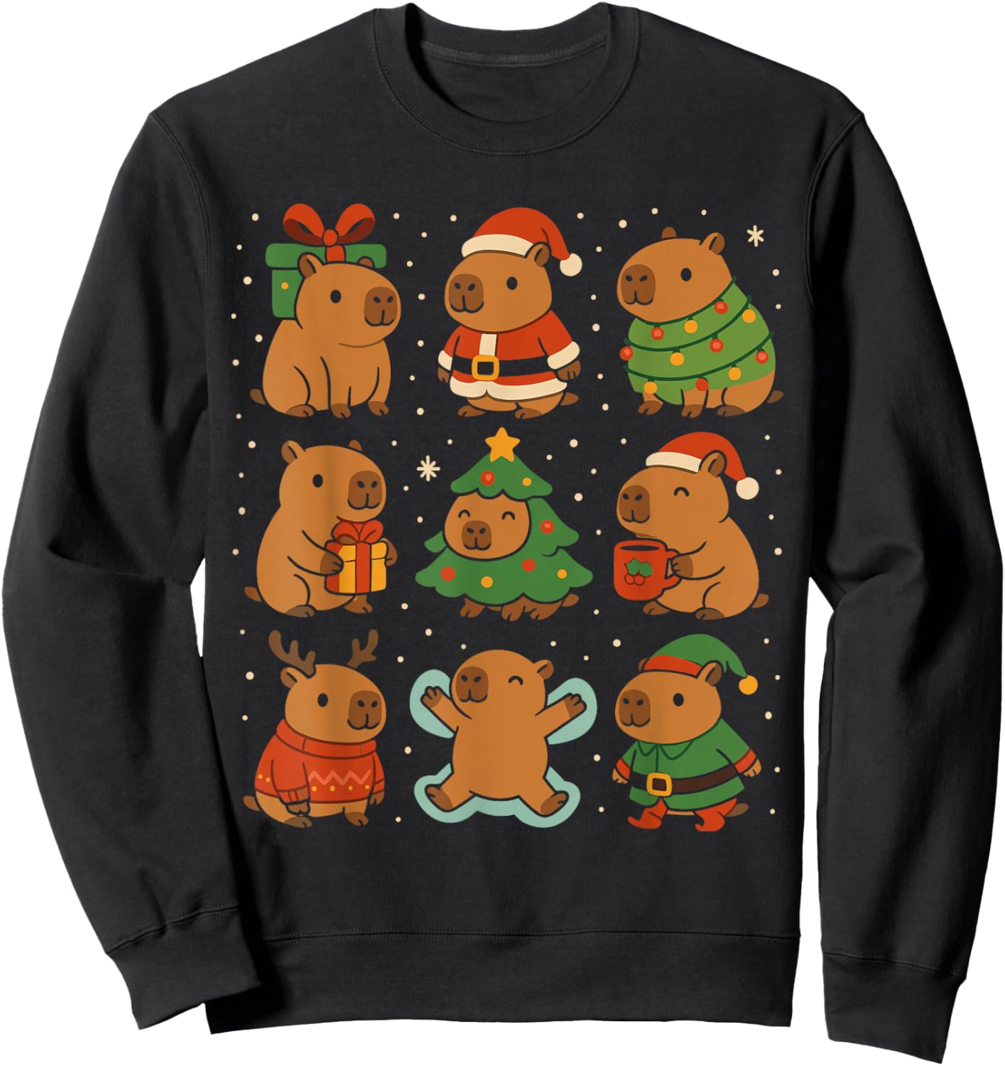 Capybara Christmas Shirt, Funny Capy Holidays Sweatshirt - Sweatshirt | Black