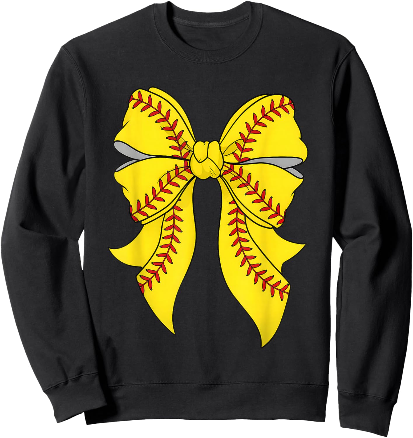 Cute Softball Coquette Bow Girls Softball Mama Mom Sweatshirt - Sweatshirt | Black