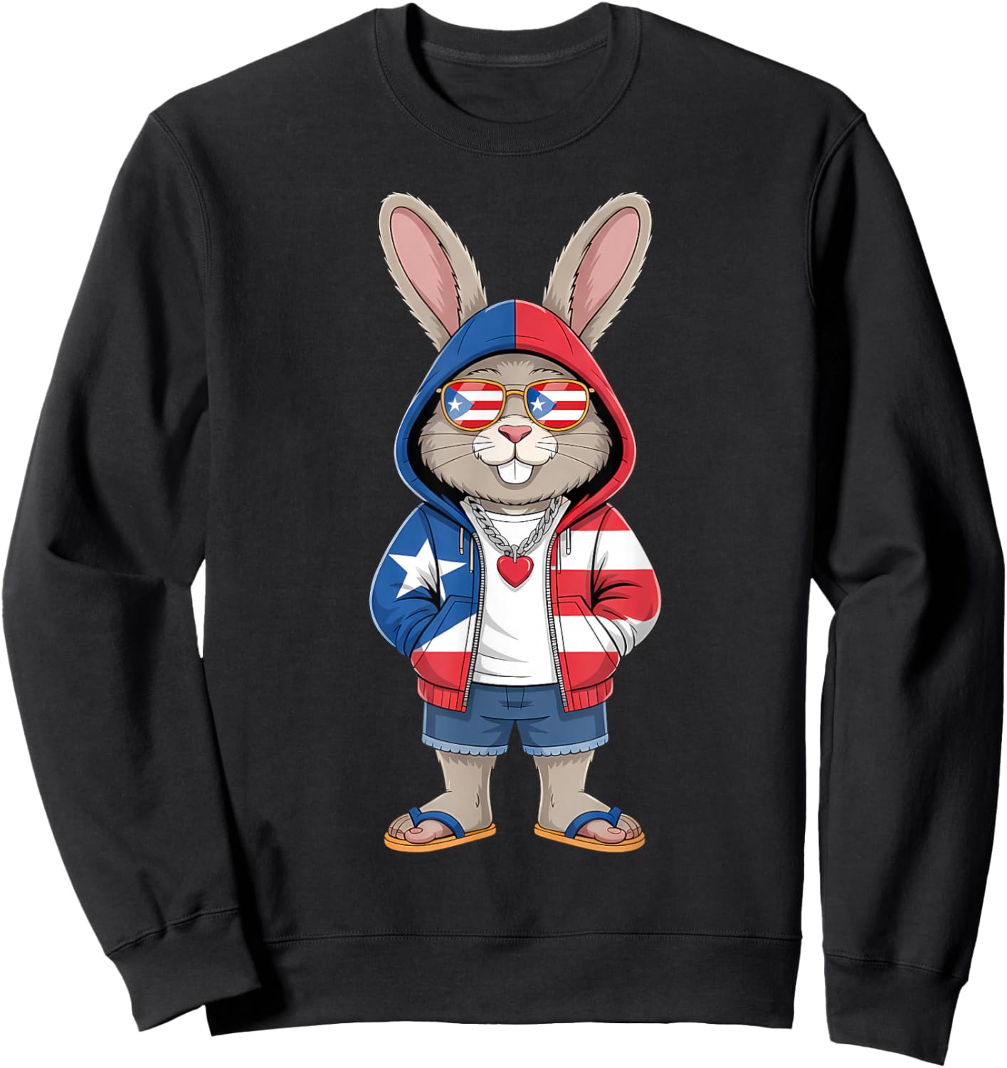 Puerto Rico Rabbit Puerto Rican Flag Bunny Sweatshirt - Sweatshirt | Black