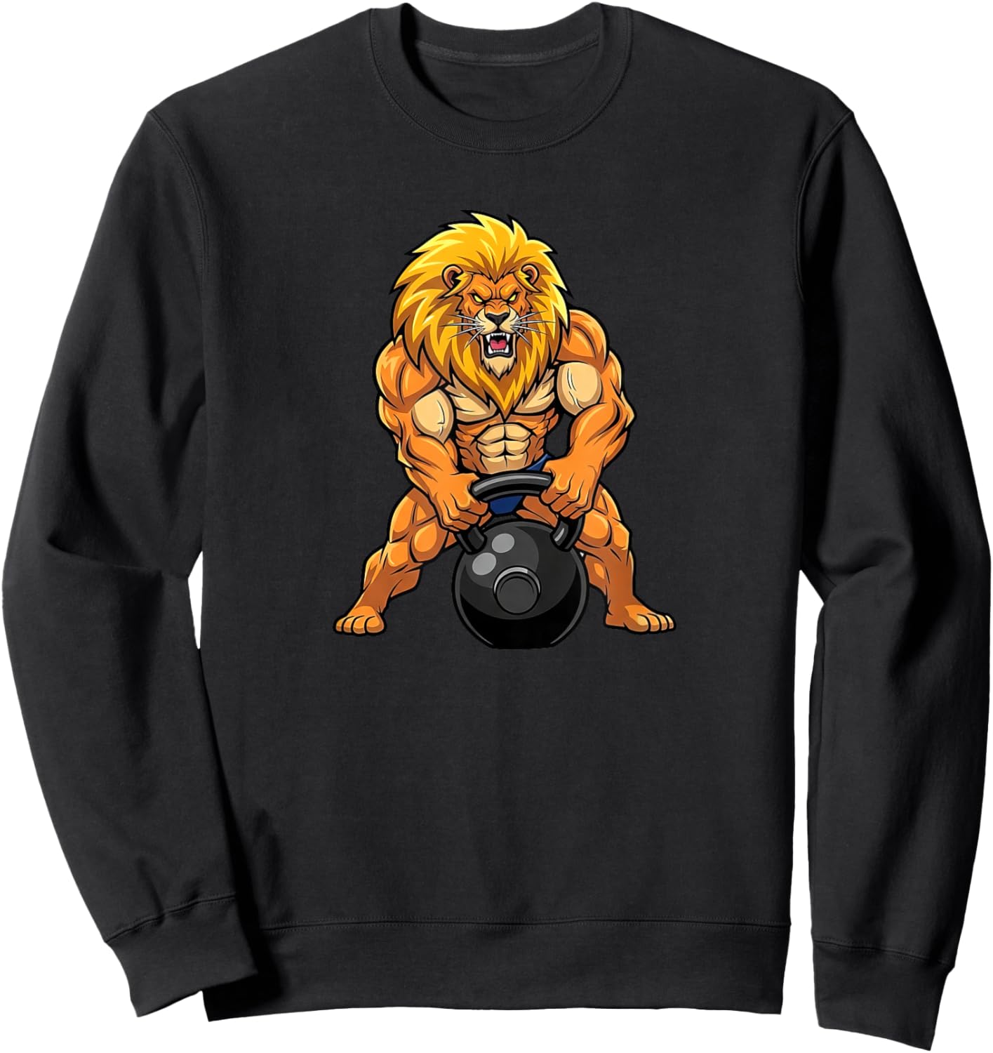 Lion Gym King Kettlebell Workout Fitness Design Sweatshirt - Sweatshirt | Black