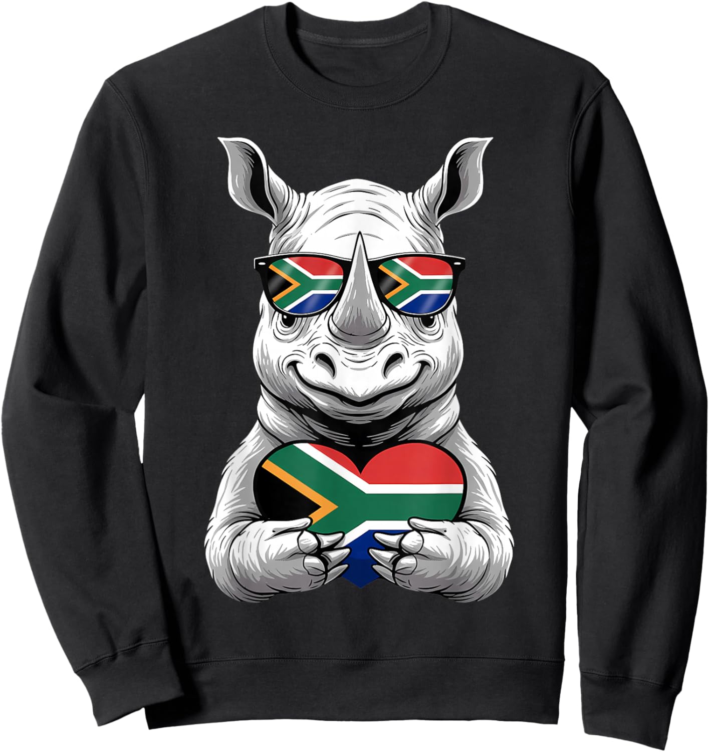 South Africa Roots Rhino South African Flag Sweatshirt - Sweatshirt | Black