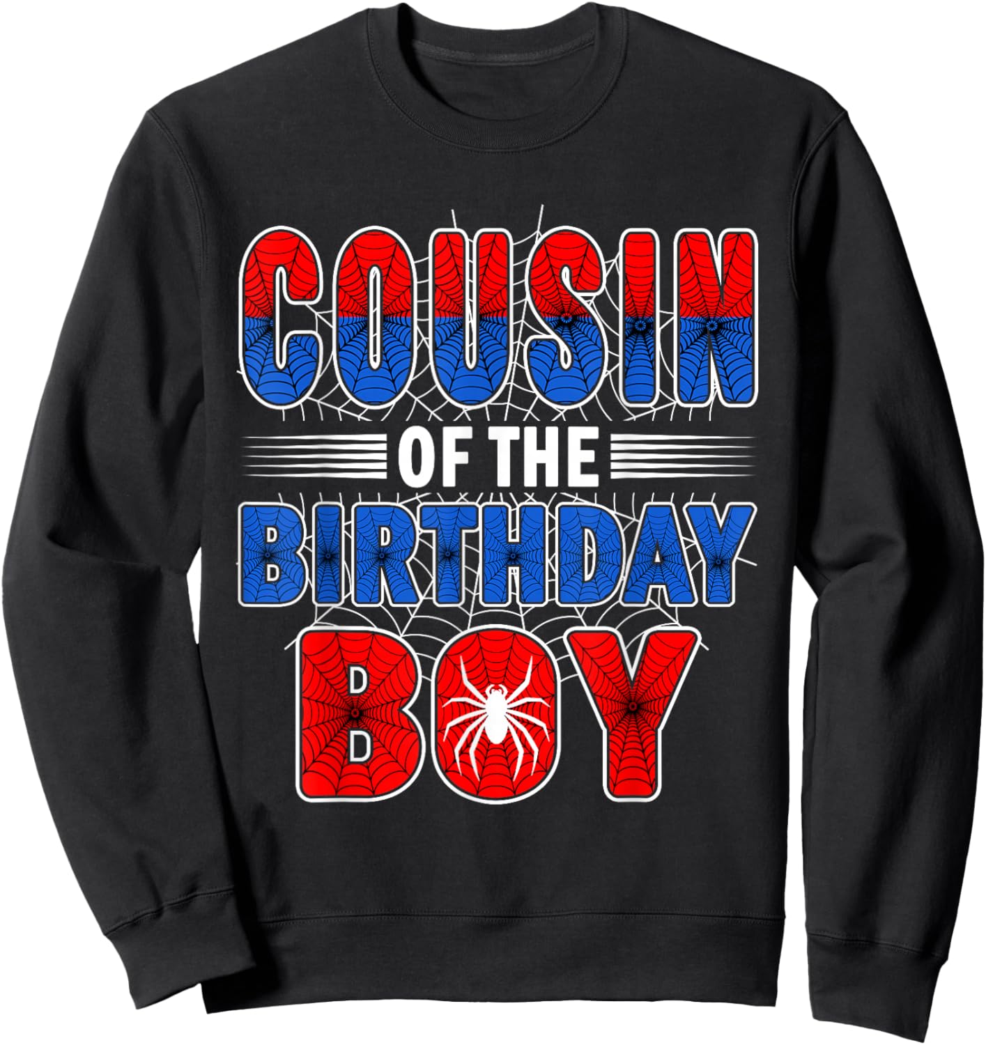 Cousin of The Birthday Boy Spider Web Birthday Party Sweatshirt - Sweatshirt | Black
