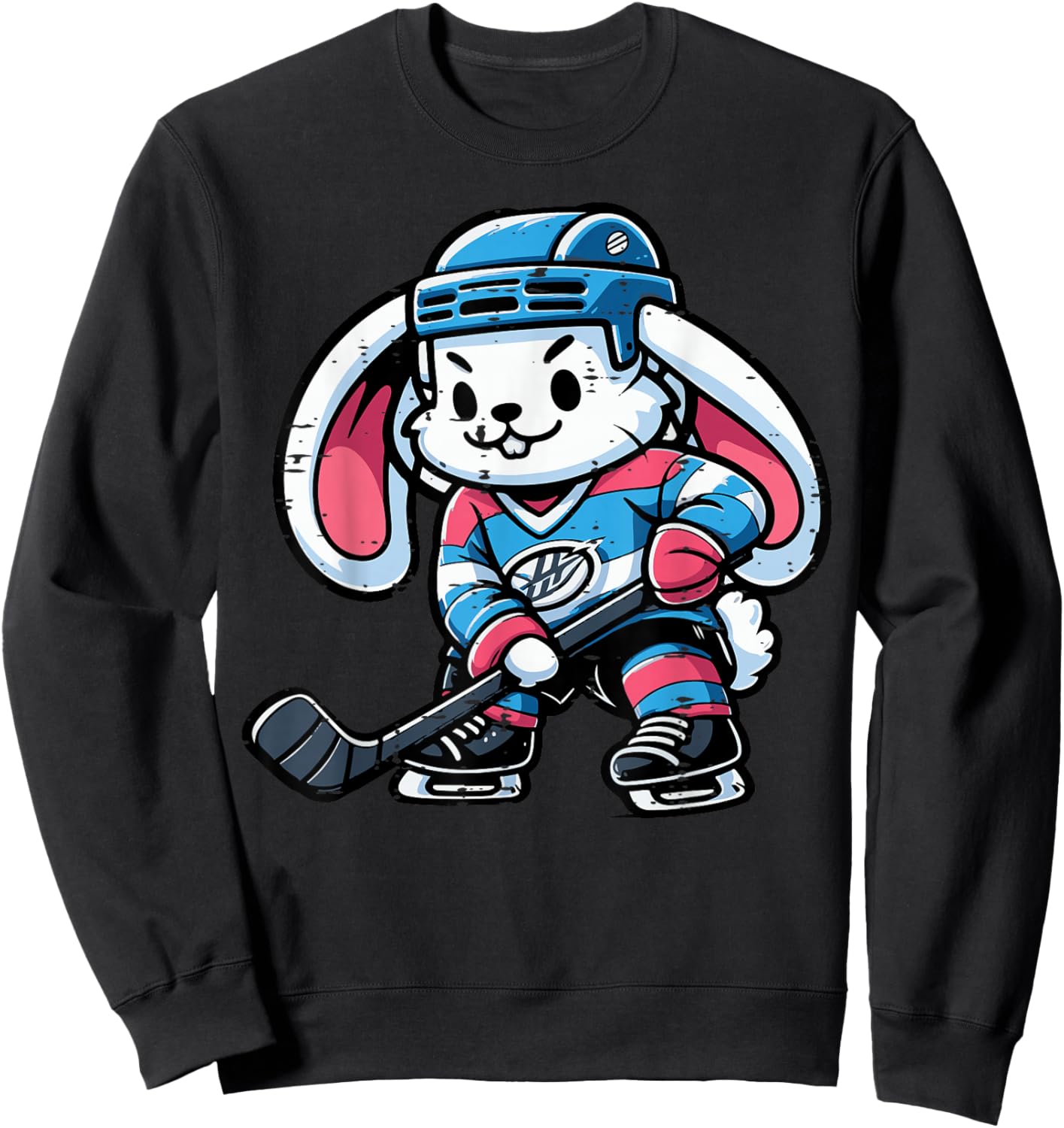 Easter Bunny Ice Hockey Player Cute Rabbit Boys Kids Men Sweatshirt - Sweatshirt | Black