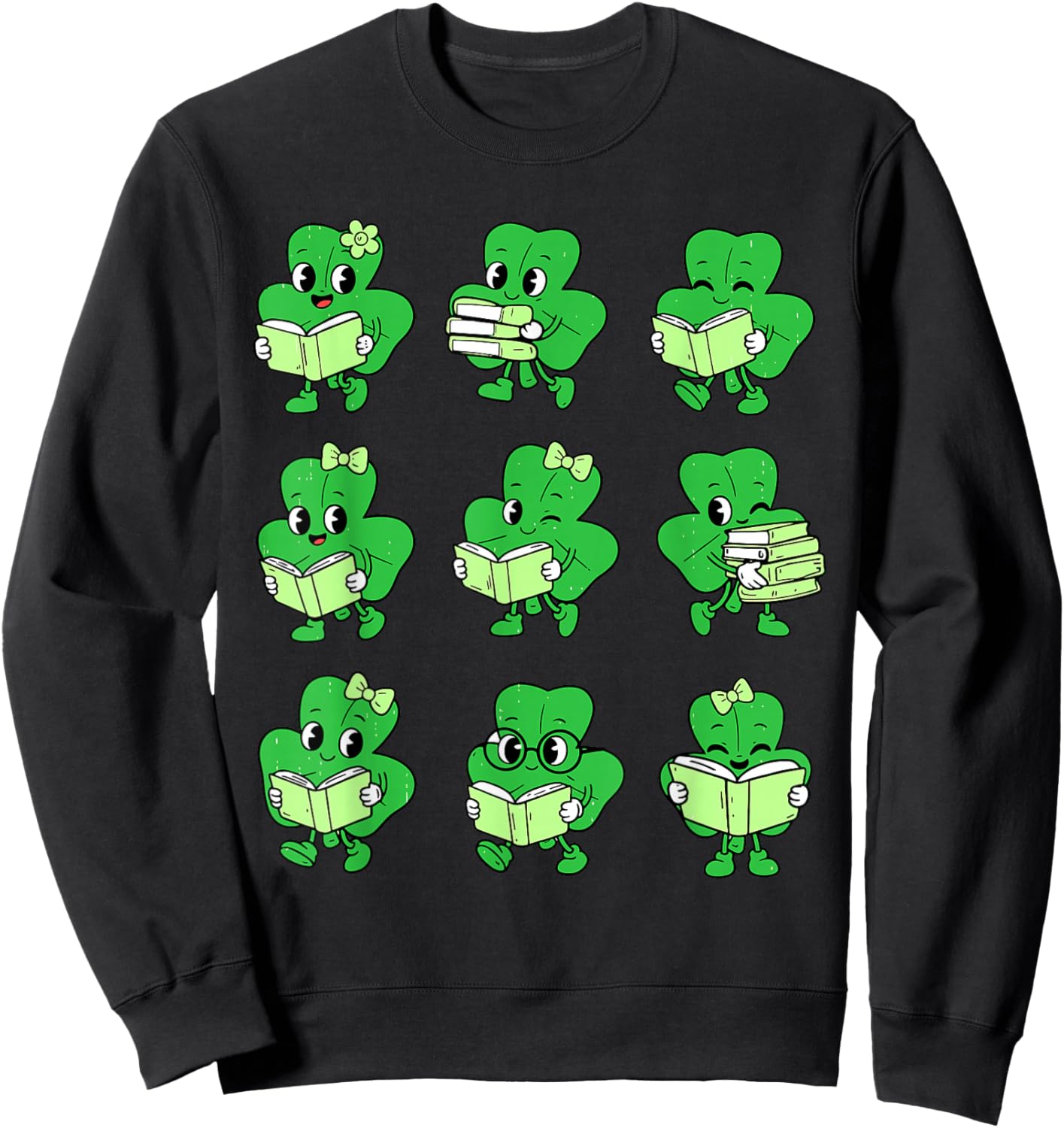 Funny Book Lover St Patricks Day Teacher Librarian Bookworm Sweatshirt - Sweatshirt | Black