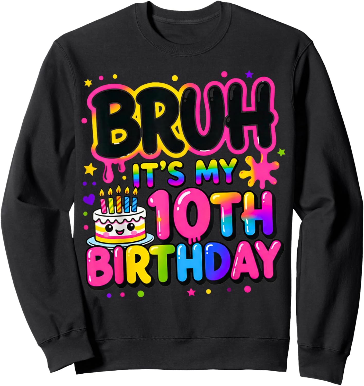 10th Birthday Girls 10 Years Old Bruh Double Digits Birthday Sweatshirt - Sweatshirt | Black