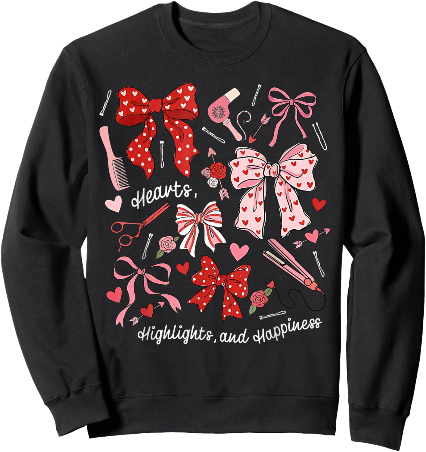 Coquette Bow Hairdresser Valentine Day Hairstylist Salon Spa Sweatshirt - Sweatshirt | Black