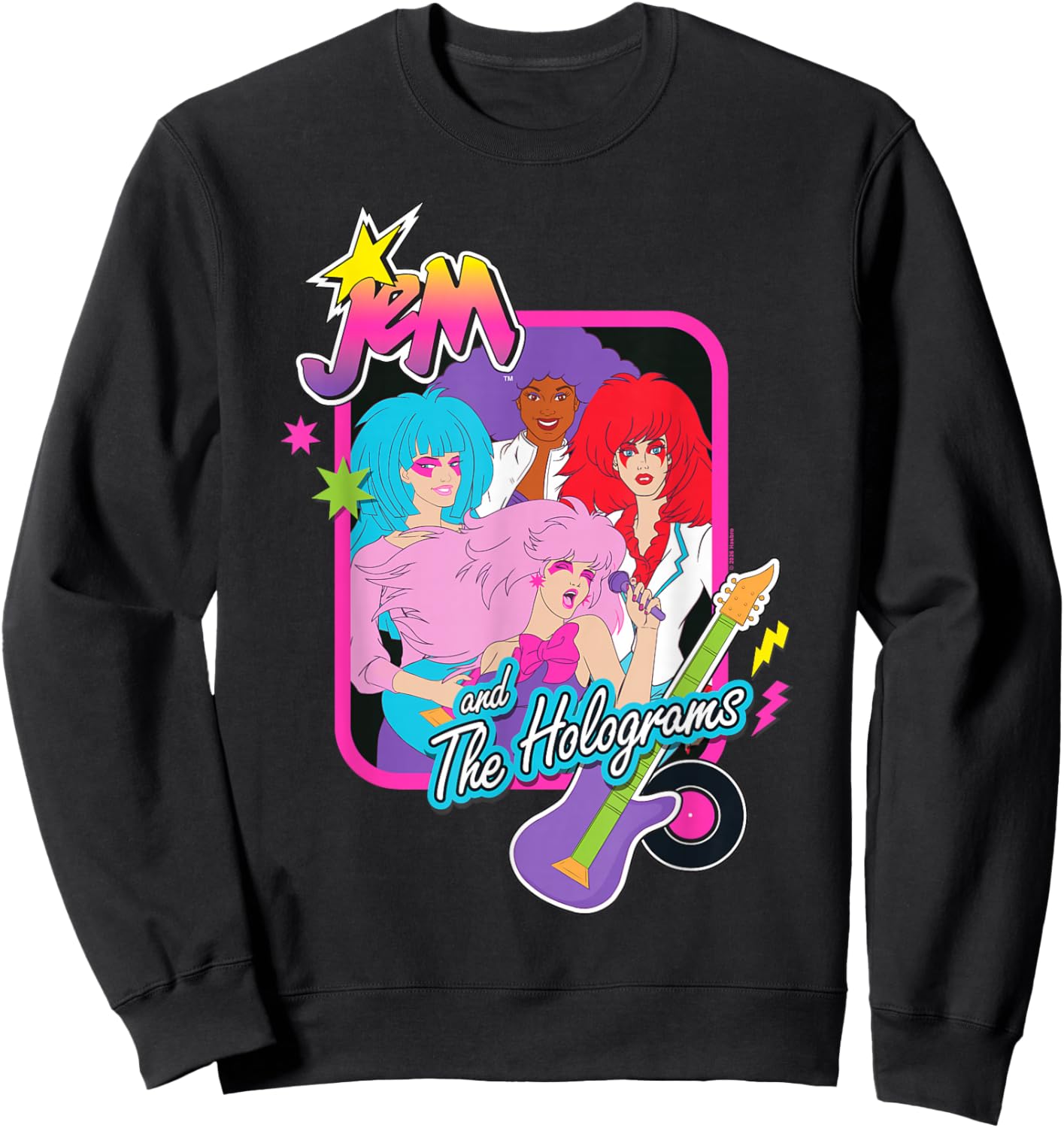 Jem and The Holograms Pop-Rock Band Portrait Guitar Icon Sweatshirt - Sweatshirt | Black