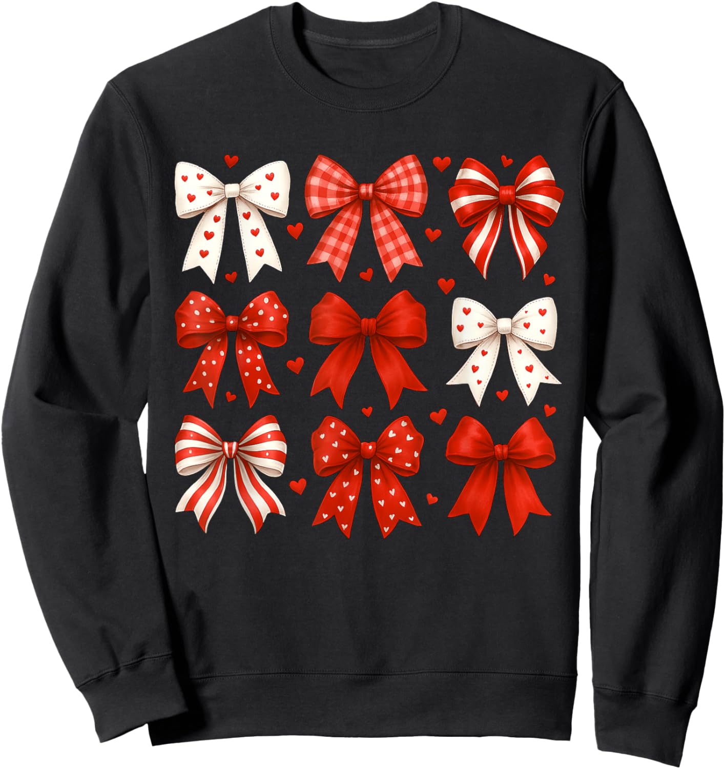 Cute Coquette Bow Heart Funny Valentines Day Women Girls Sweatshirt - Sweatshirt | Black