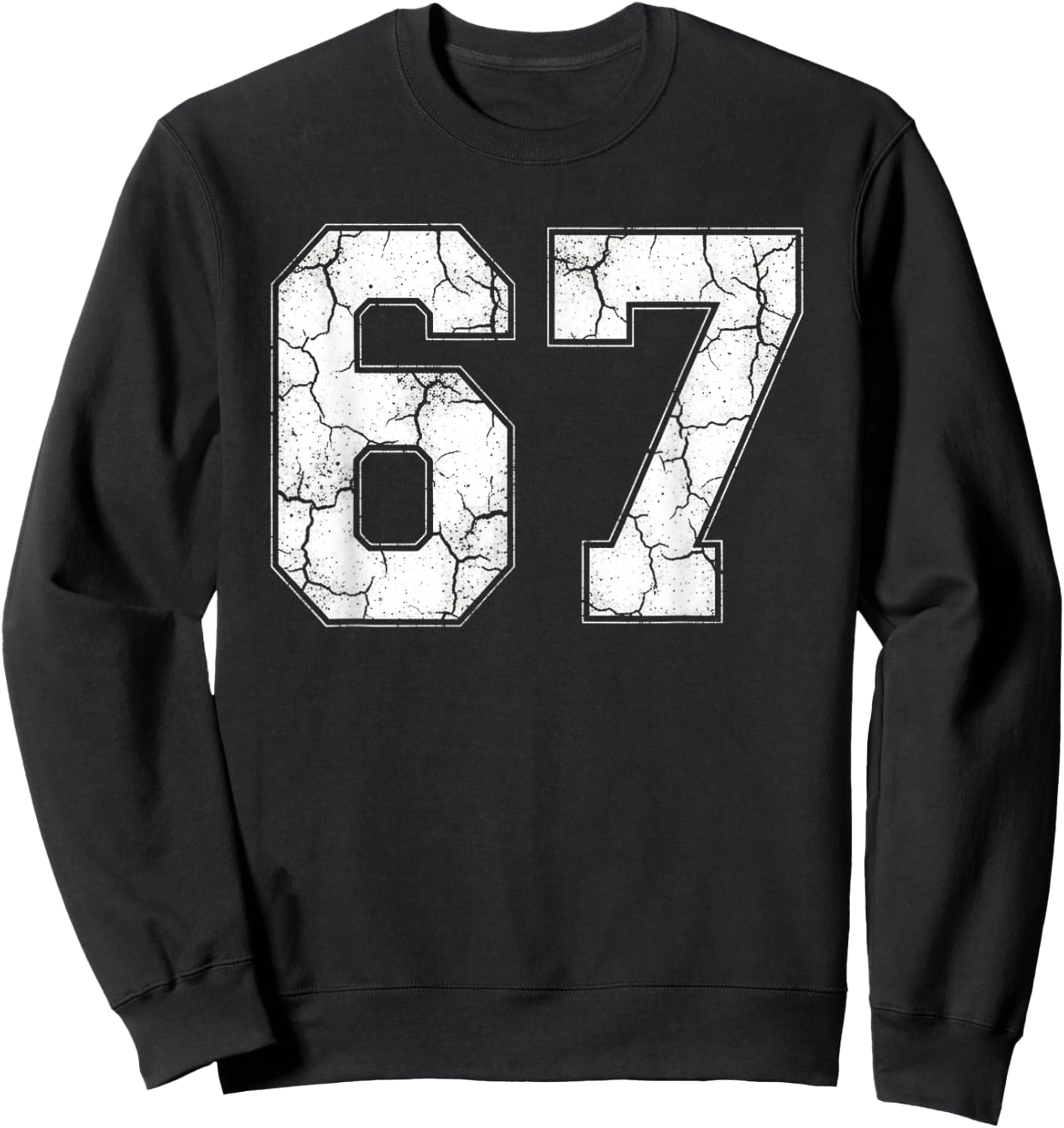 Distressed Number 67 Jersey Player Six Seven Meme Sweatshirt - Sweatshirt | Black