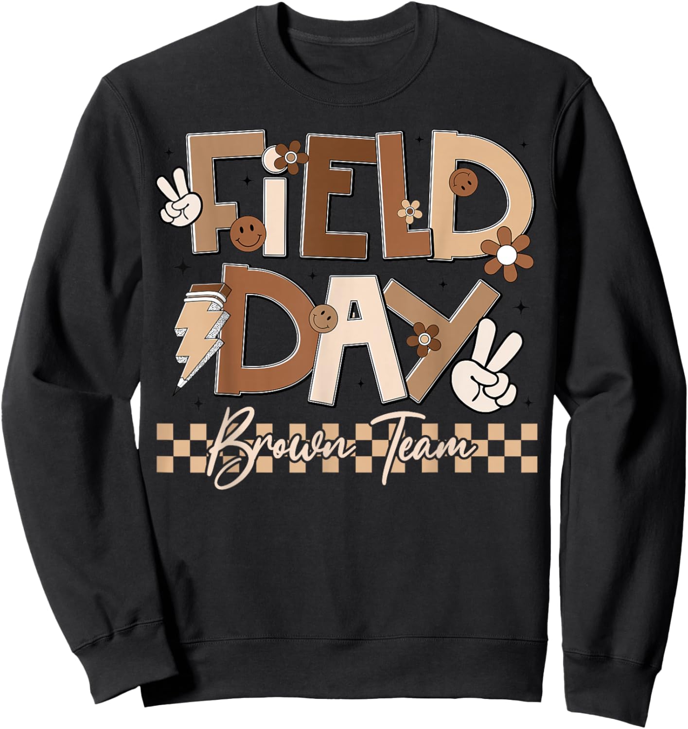 Field Day Brown Team Retro Peace Lightning Men Women Kid Sweatshirt - Sweatshirt | Black