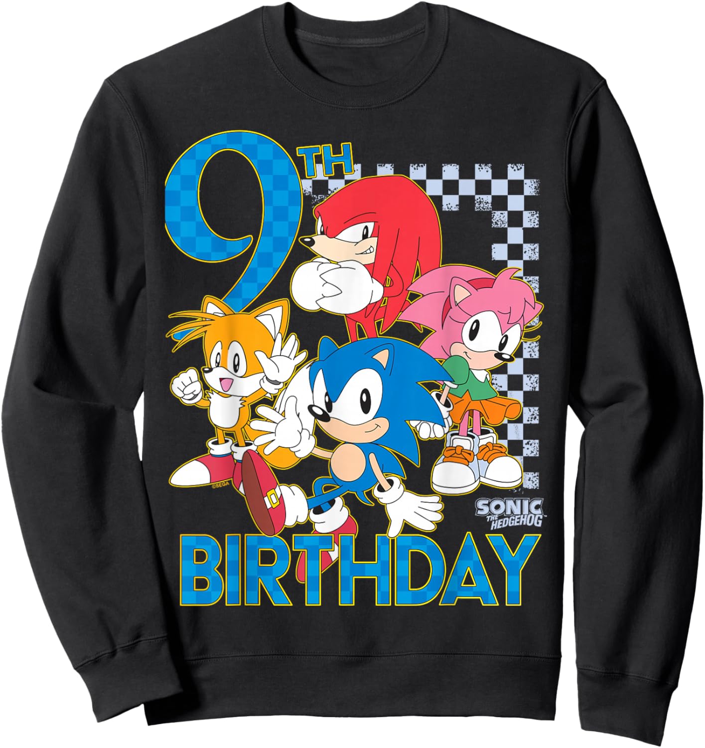 Sonic The Hedgehog 9th Birthday Classic Art Sonic & Friends Sweatshirt - Sweatshirt | Black