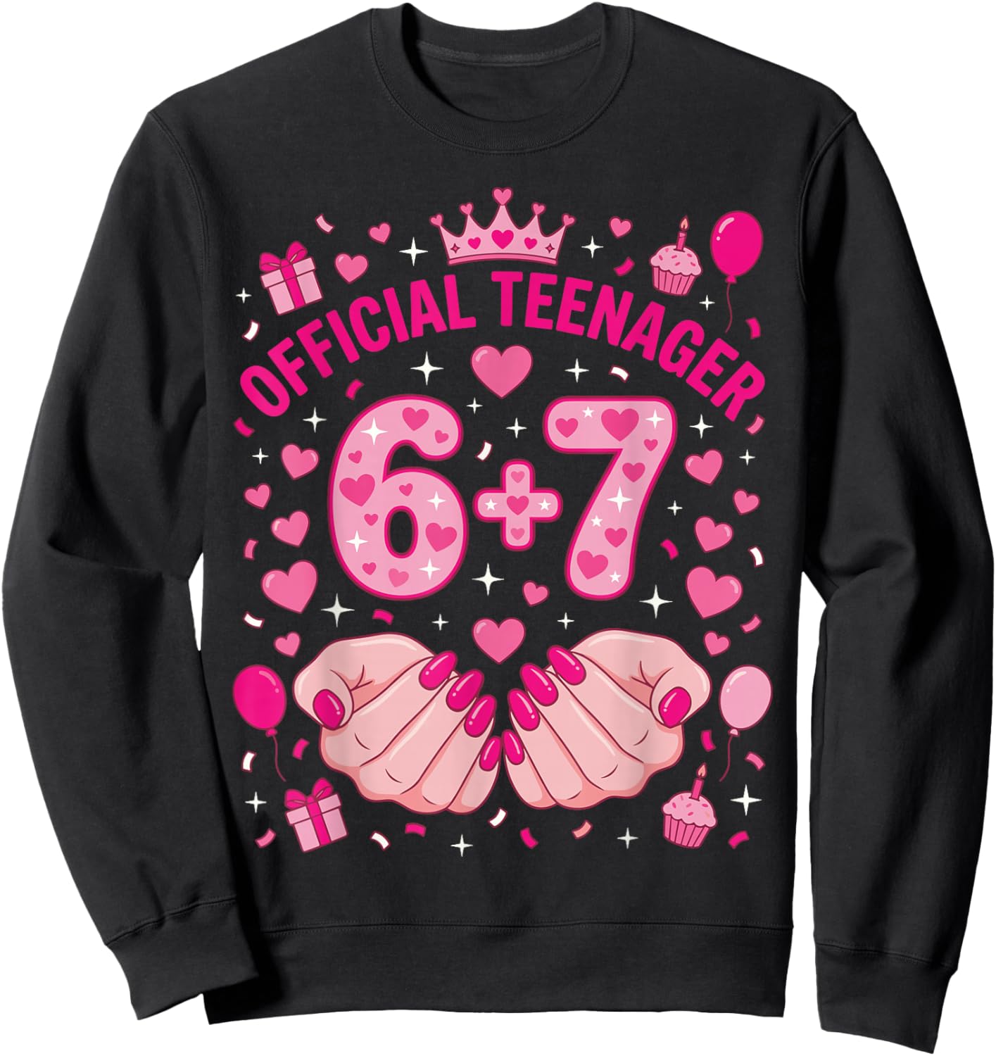 6+7 Year Old Girls Teenager Nails 13th Birthday 67 Sweatshirt - Sweatshirt | Black