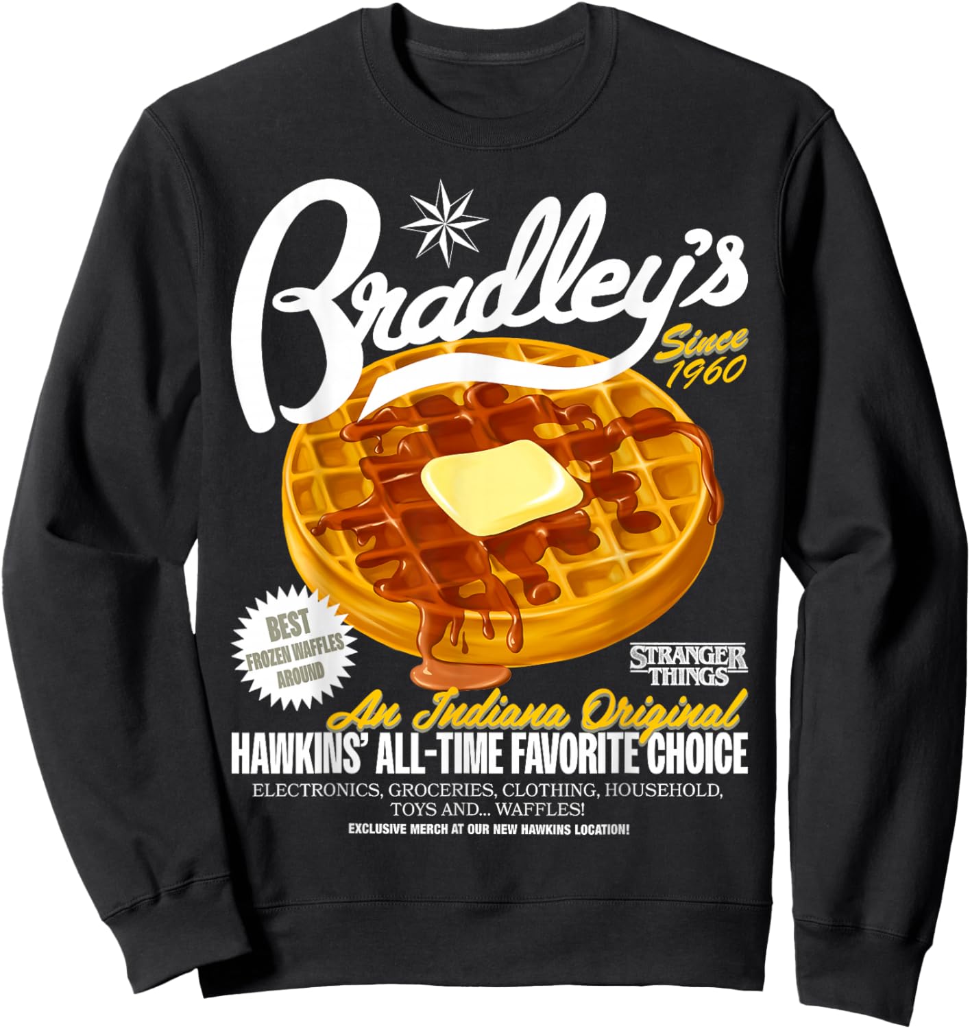 Stranger Things Season 5 Bradley's Best Frozen Waffles Sweatshirt - Sweatshirt | Black