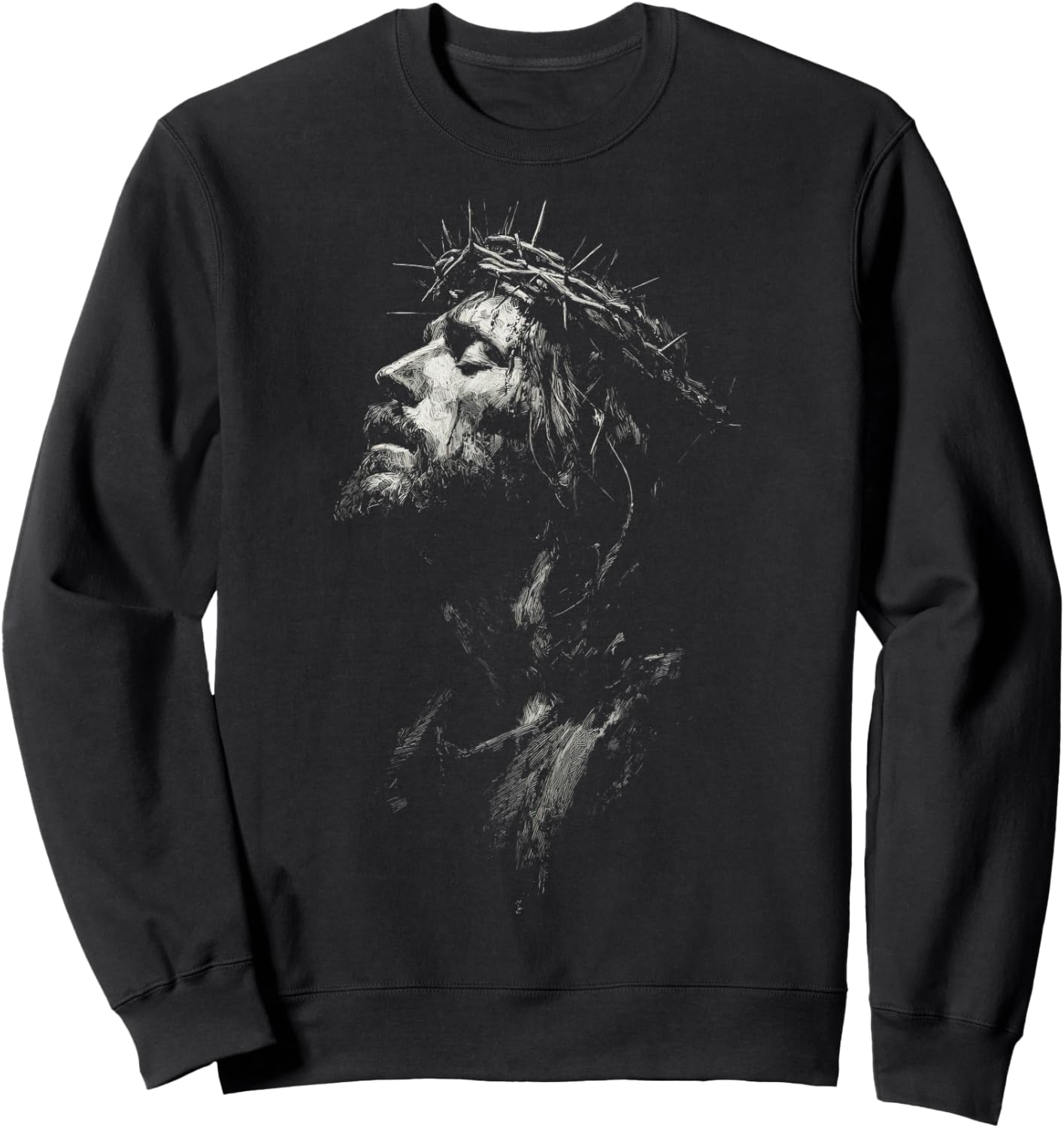 Jesus Christ Artistic Portrait Christian Sweatshirt - Sweatshirt | Black