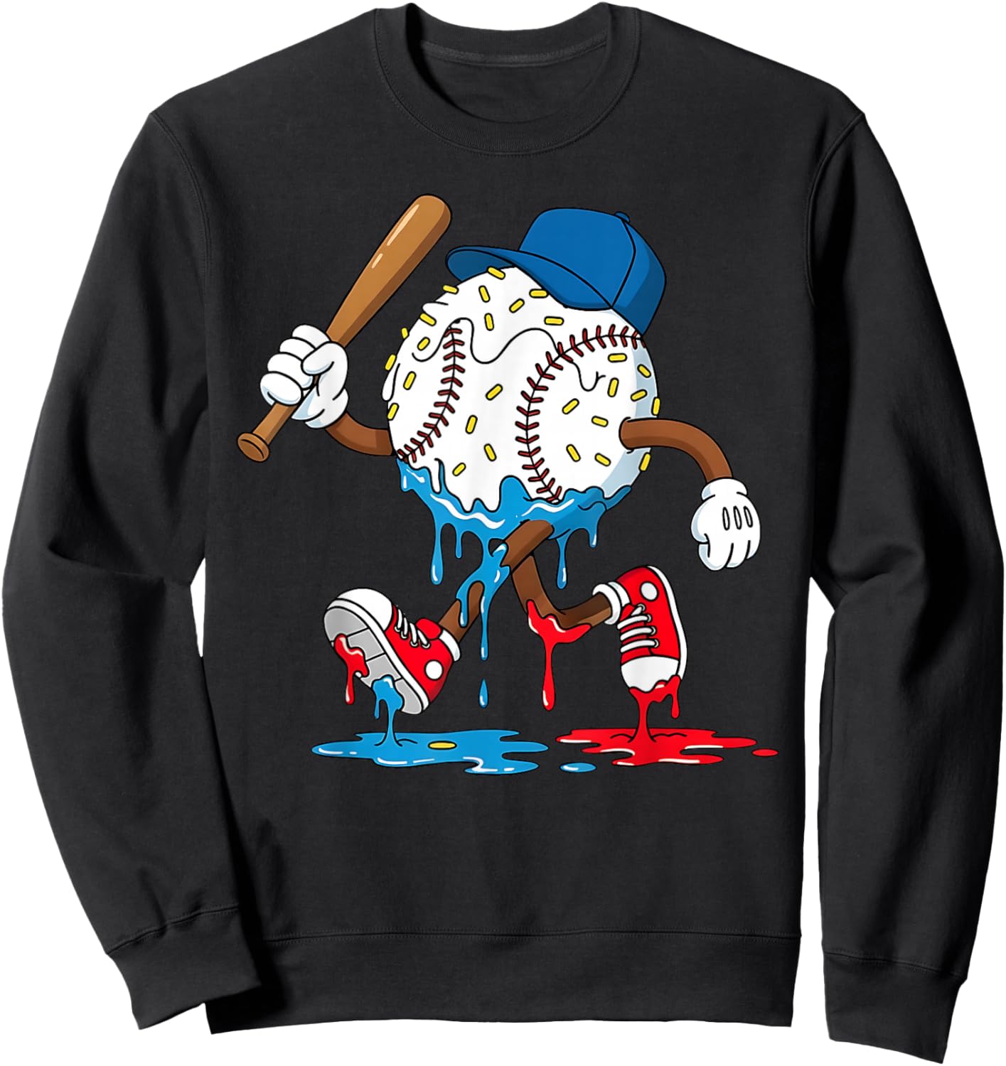 Ice Cream Drip Baseball Spots Baseball Lifestyle Boys Girls Sweatshirt - Sweatshirt | Black