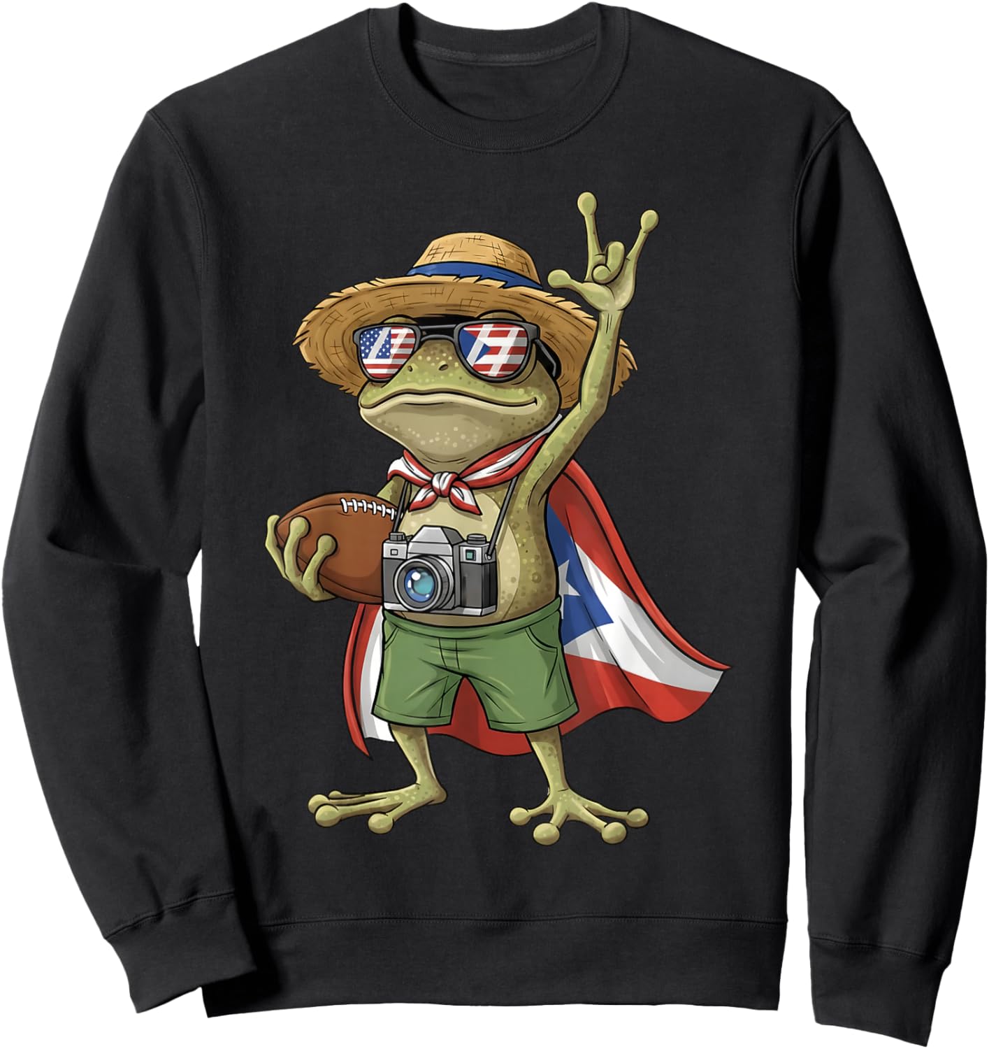 Coqui Frog Puerto Rico Flag Puerto Rican Football Boricua Sweatshirt - Sweatshirt | Black