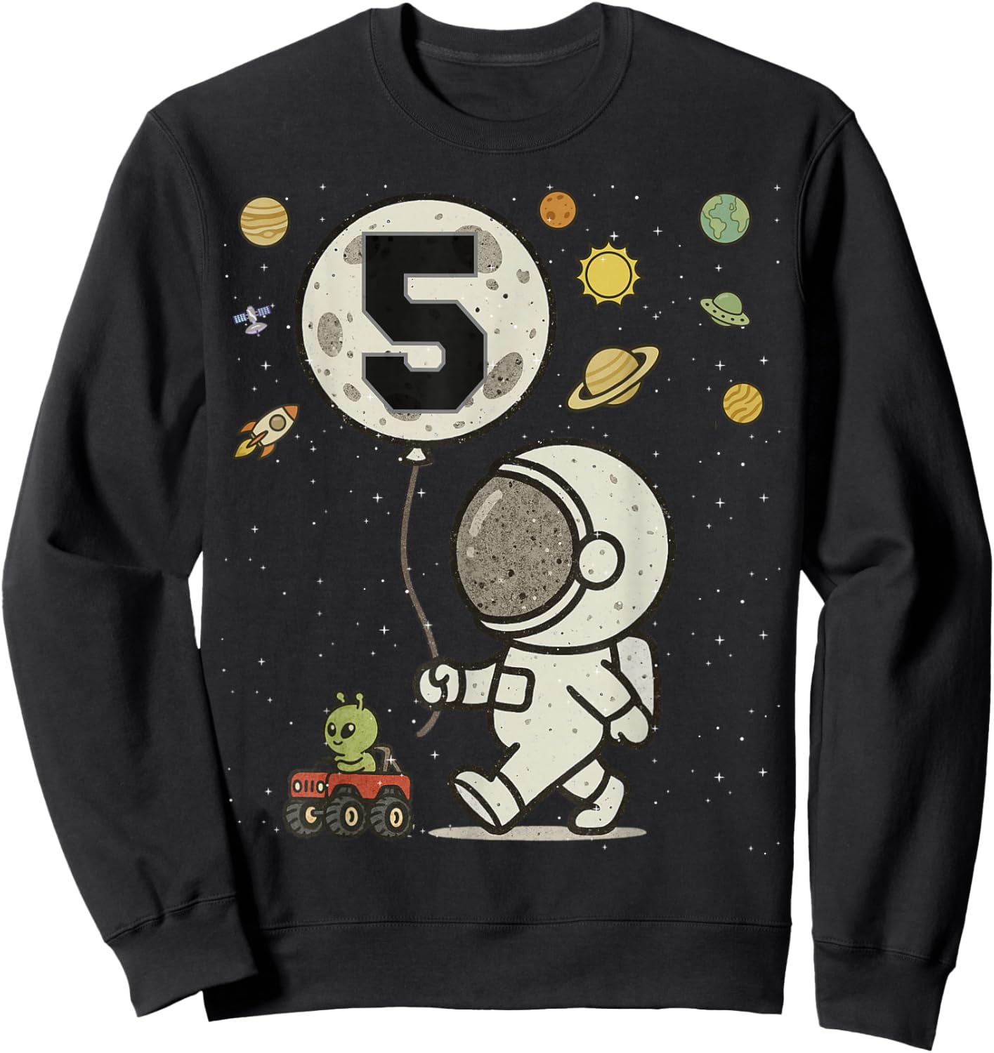 Astronaut 5th Birthday 5 Year Old Space Matching Family Sweatshirt - Sweatshirt | Black