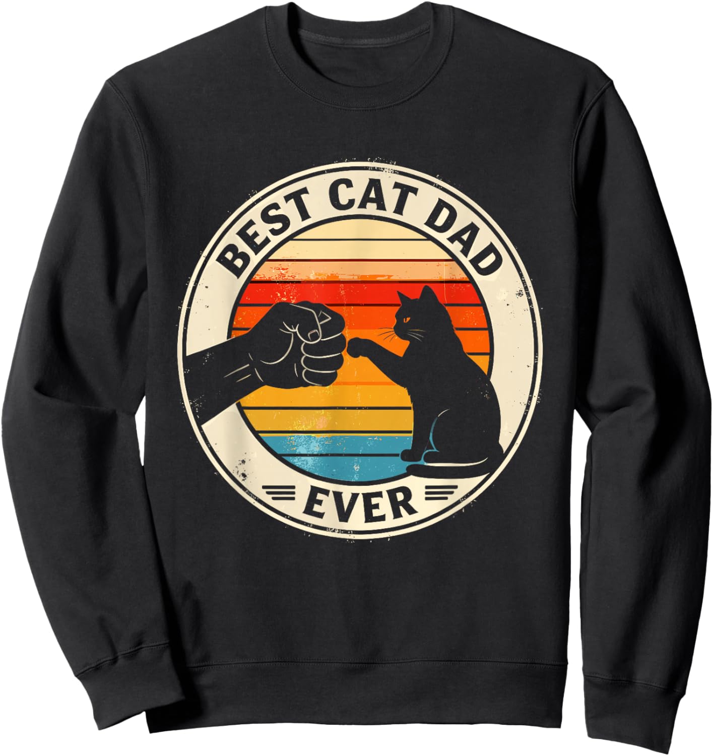 Retro Cat Dad Ever Cats Lovers , Women, and Kids Sweatshirt - Sweatshirt | Black