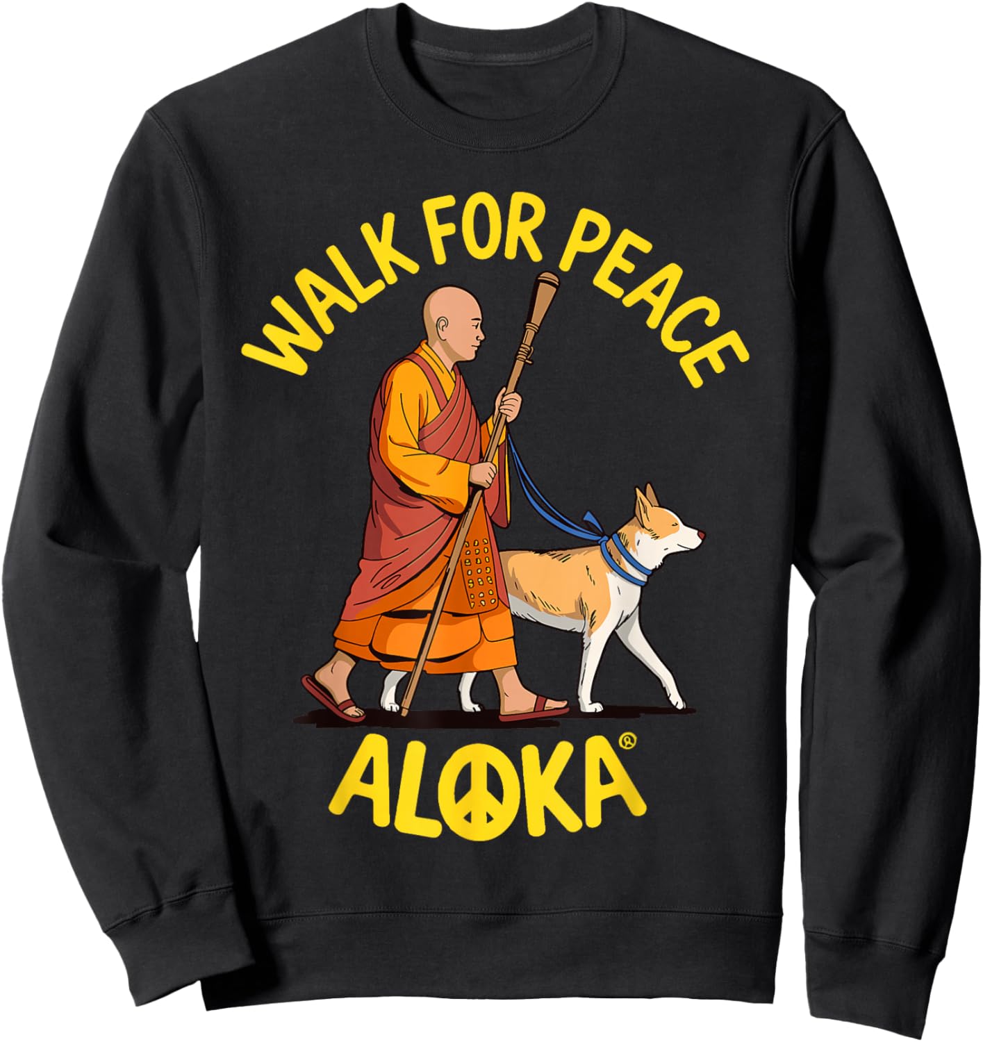 Walk for Peace Monks with Aloka Dog Sweatshirt - Sweatshirt | Black