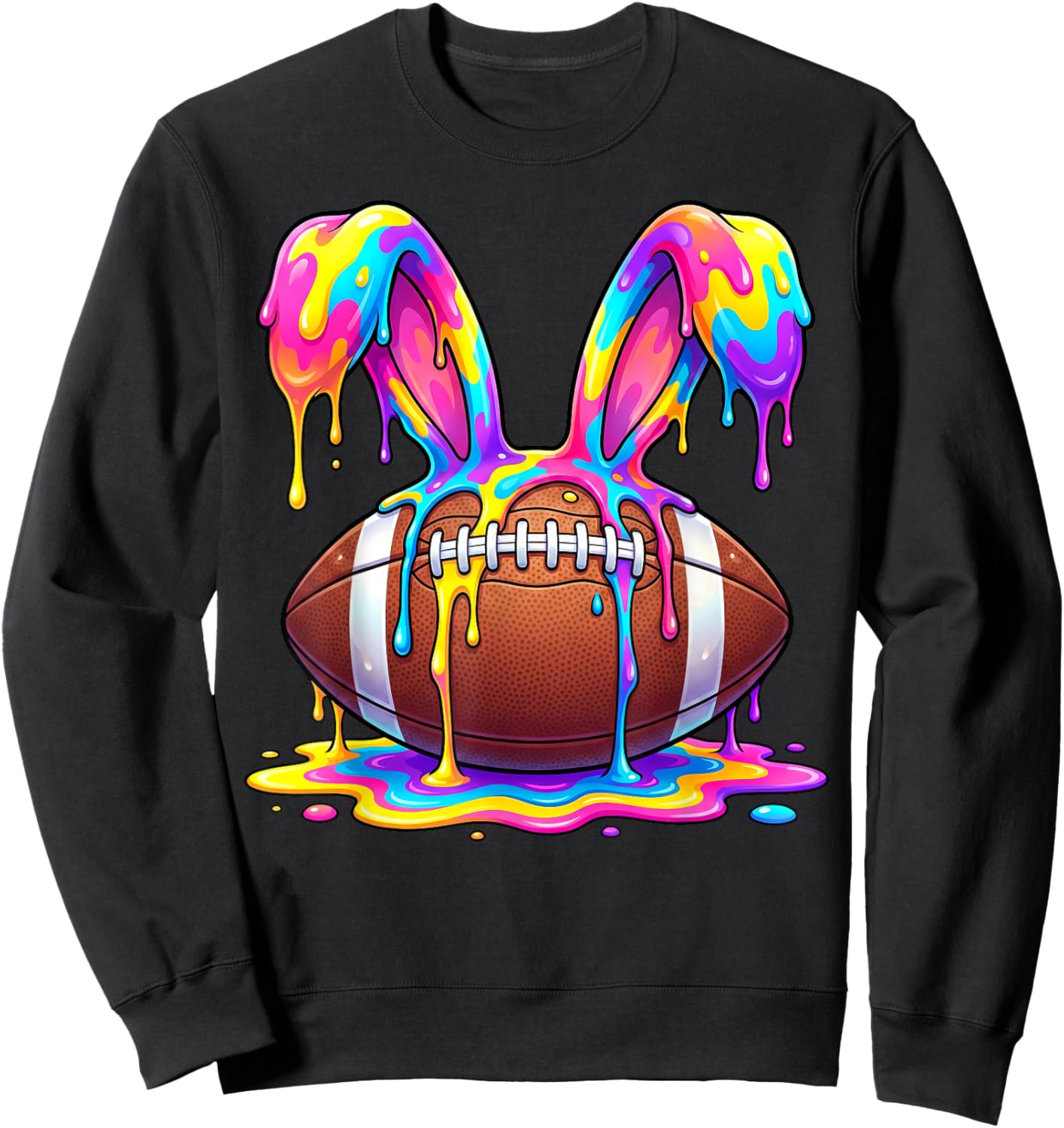 Easter Bunny Ice Cream Drip Football Men Boys Kids Funny Sweatshirt - Sweatshirt | Black
