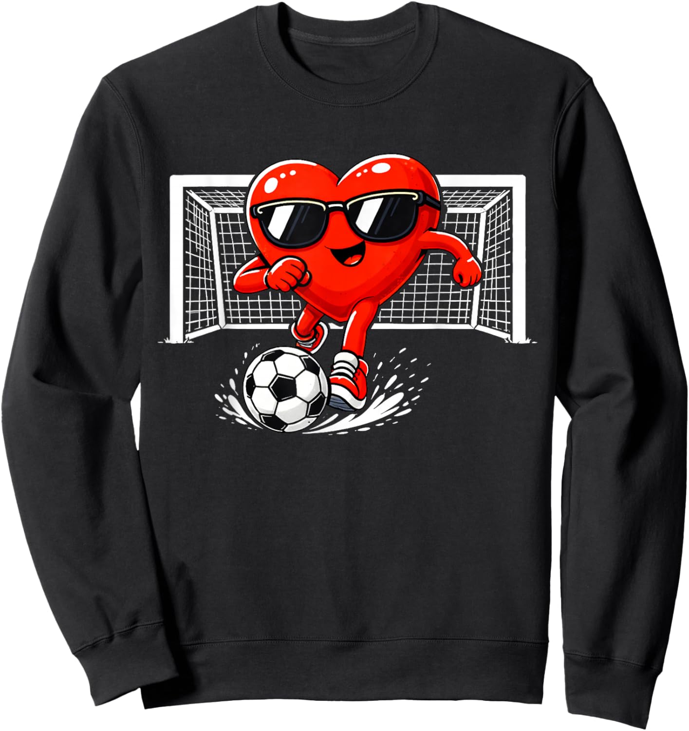 Valentine Soccer Heart Sport Valentines Day Men Boys Kids Sweatshirt - Sweatshirt | Black
