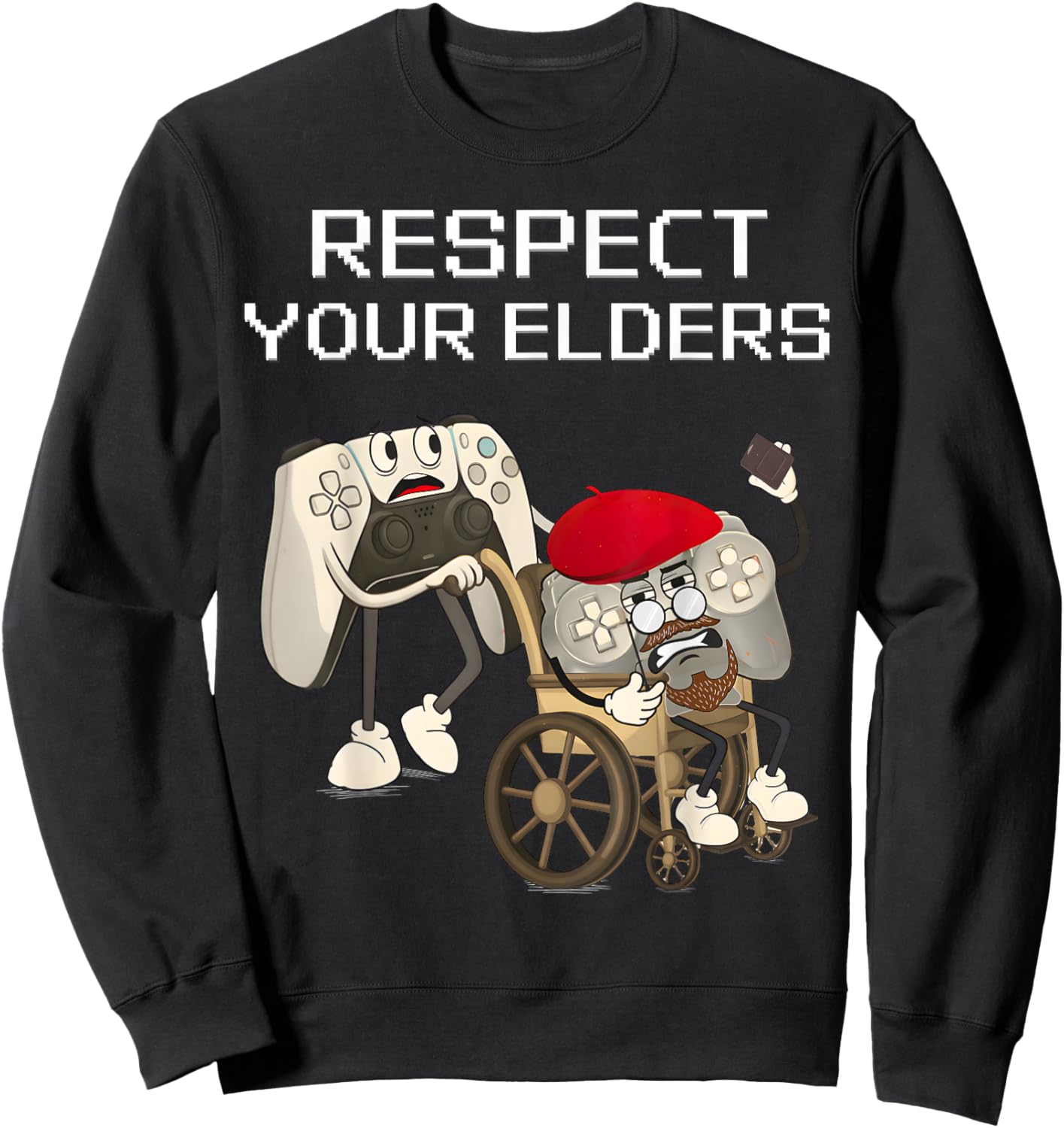 Respect Your Elders Gaming Control Retro Funny Gamer Sweatshirt - Sweatshirt | Black