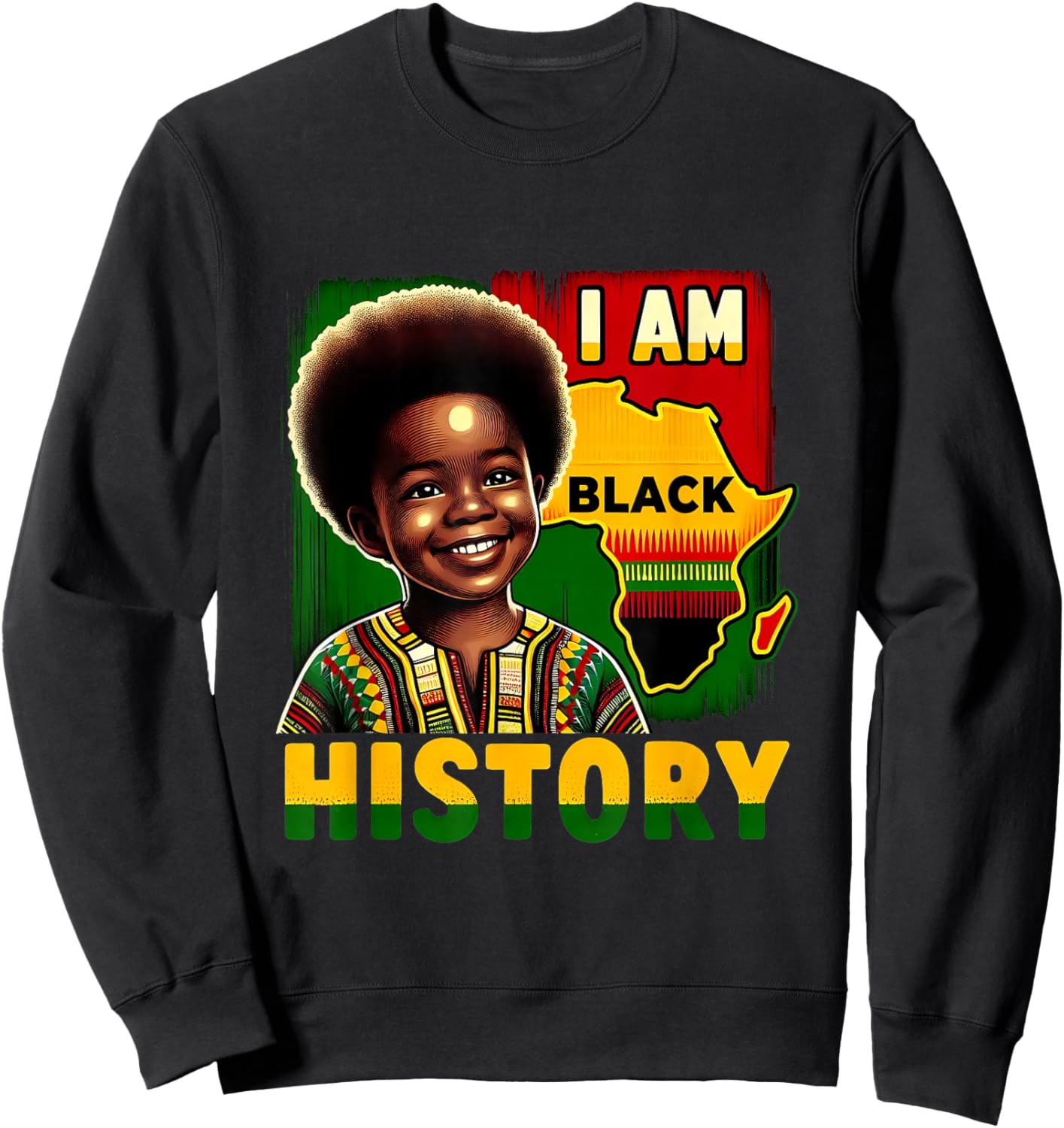 I Am Black History Month Youth Pride African Melanin Boy Sweatshirt - Sweatshirt | Black