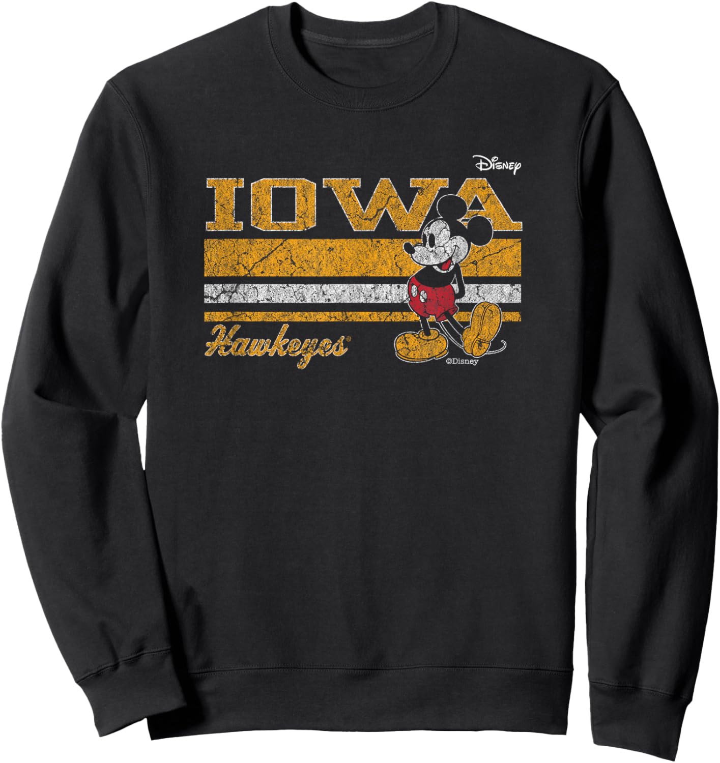 Iowa Hawkeyes Mickey Mouse Vintage Black Officially Licensed Sweatshirt - Sweatshirt | Black