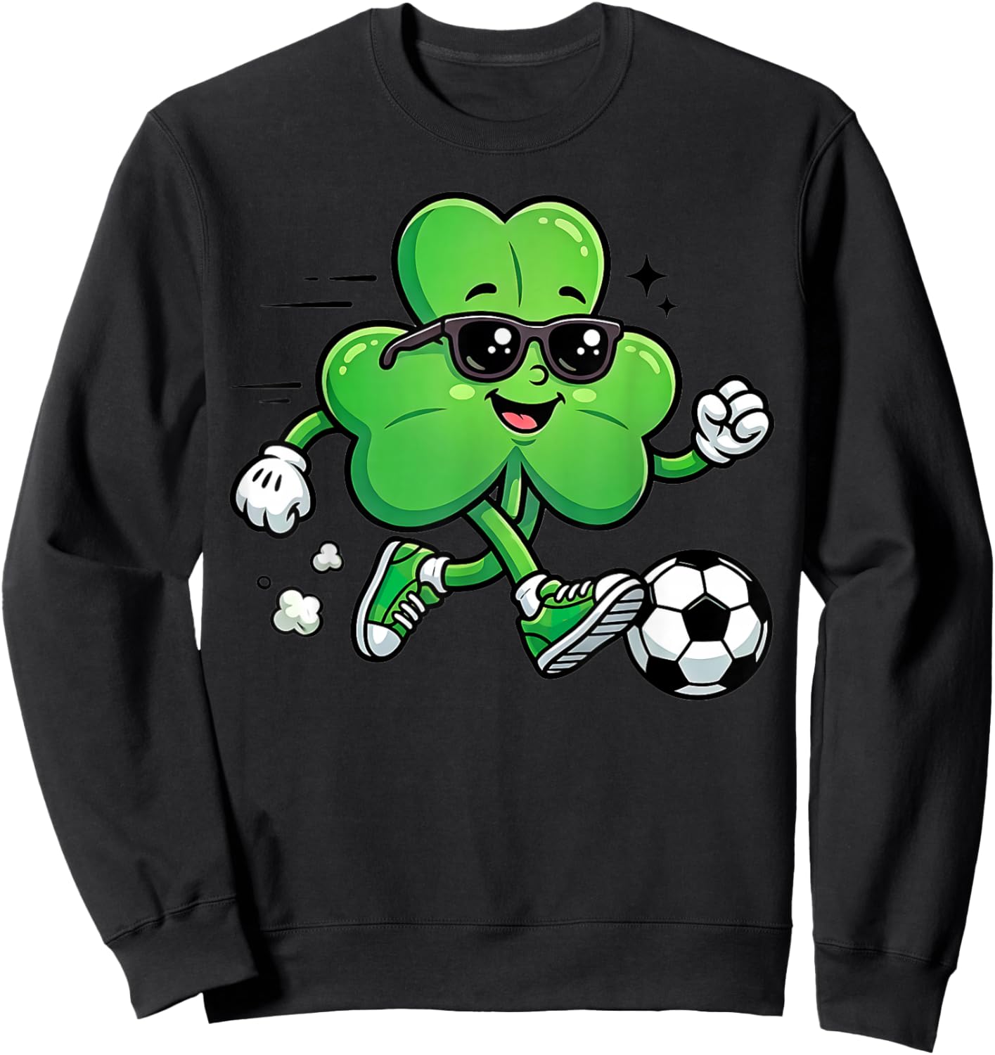 Cool Shamrock Soccer Player St Patricks Day Irish Football Sweatshirt - Sweatshirt | Black