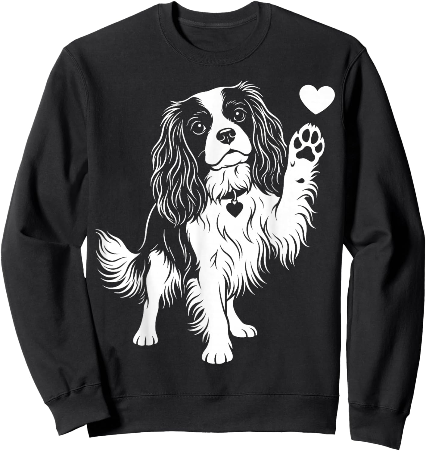 Cute Cavalier King Charles Spaniel Heart Sweatshirt - Sweatshirt | Black