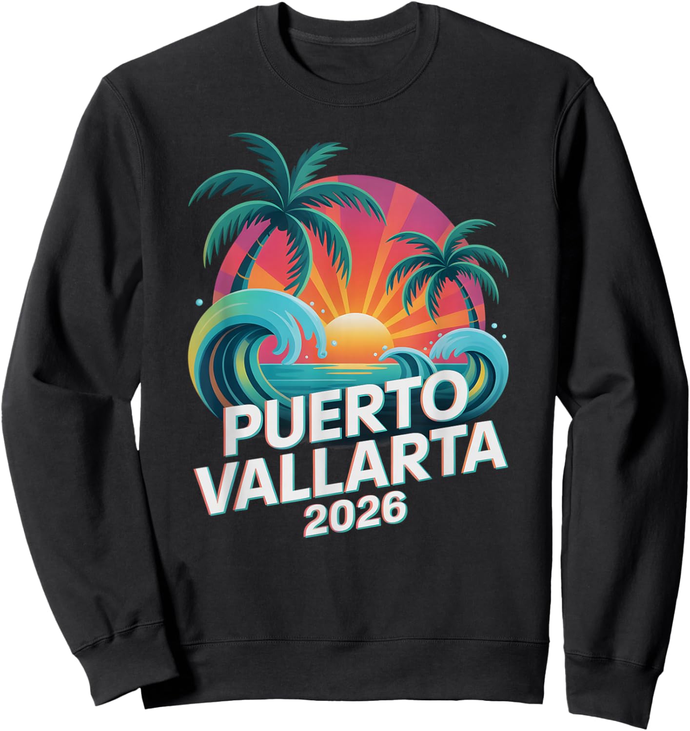 Vintage Puerto Vallarta 2026 Vacay Best Ever Vacation Sweatshirt - Sweatshirt | Black