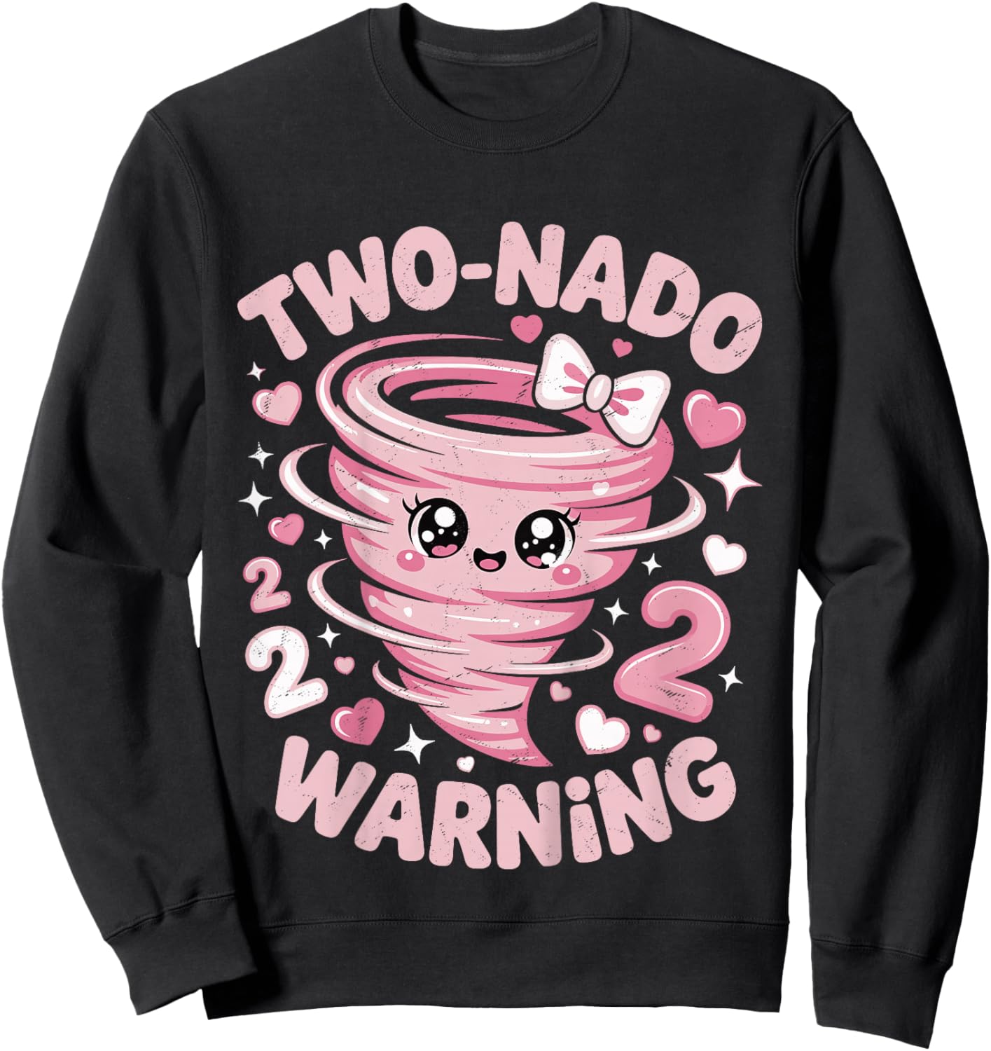 Two Nado Warning Coquette Bow 2nd Birthday 2 Year Old Girls Sweatshirt - Sweatshirt | Black
