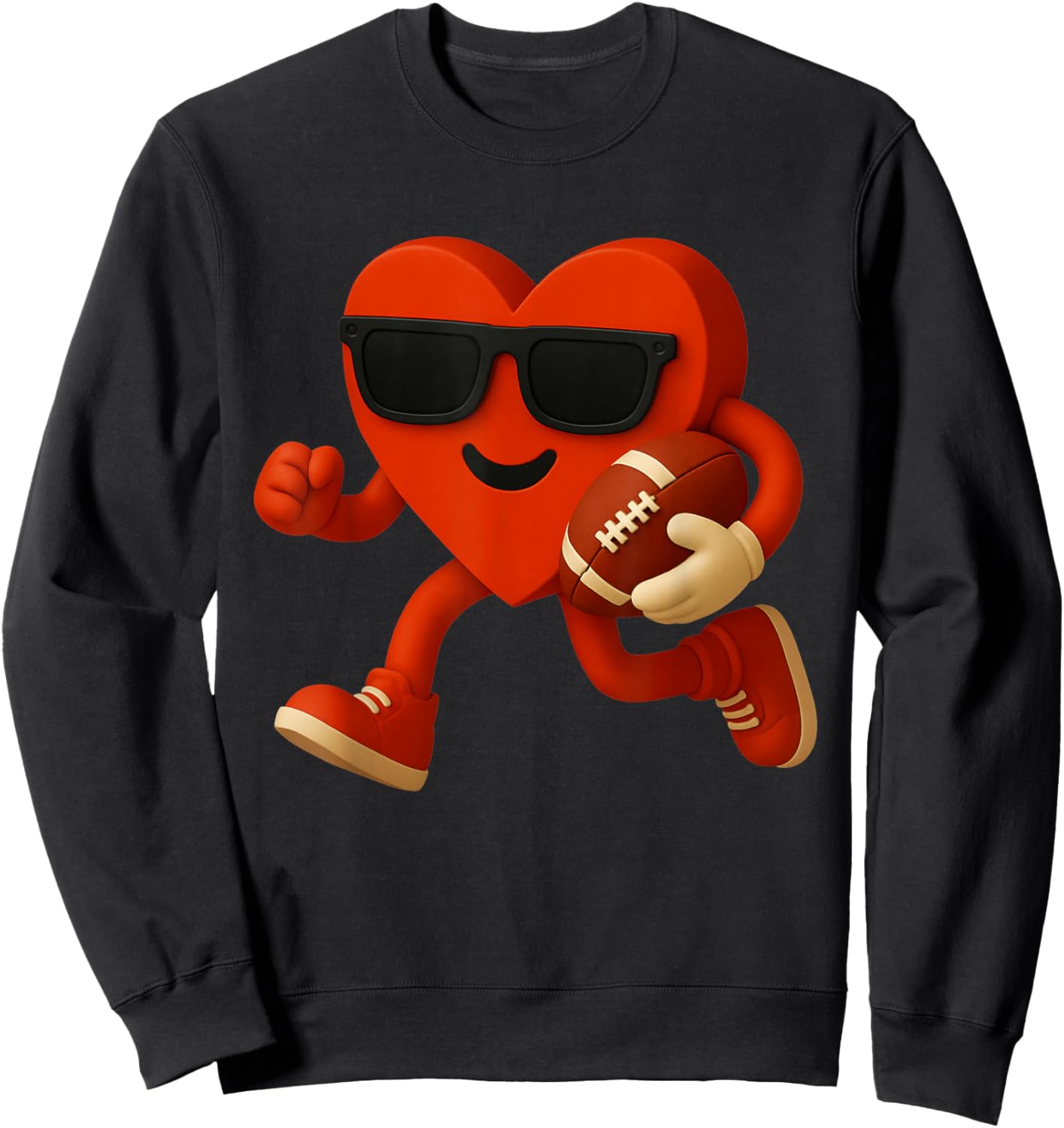 Football Valentines Day Cute Funny Heart Boys Girls Kids Sweatshirt - Sweatshirt | Black