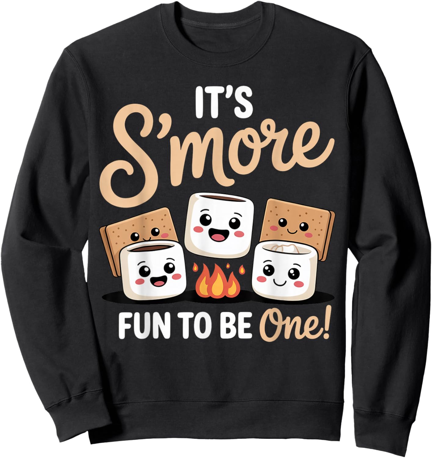 Birthday Campfire Marshmallow It's S'More Fun to Be One 1st Sweatshirt - Sweatshirt | Black