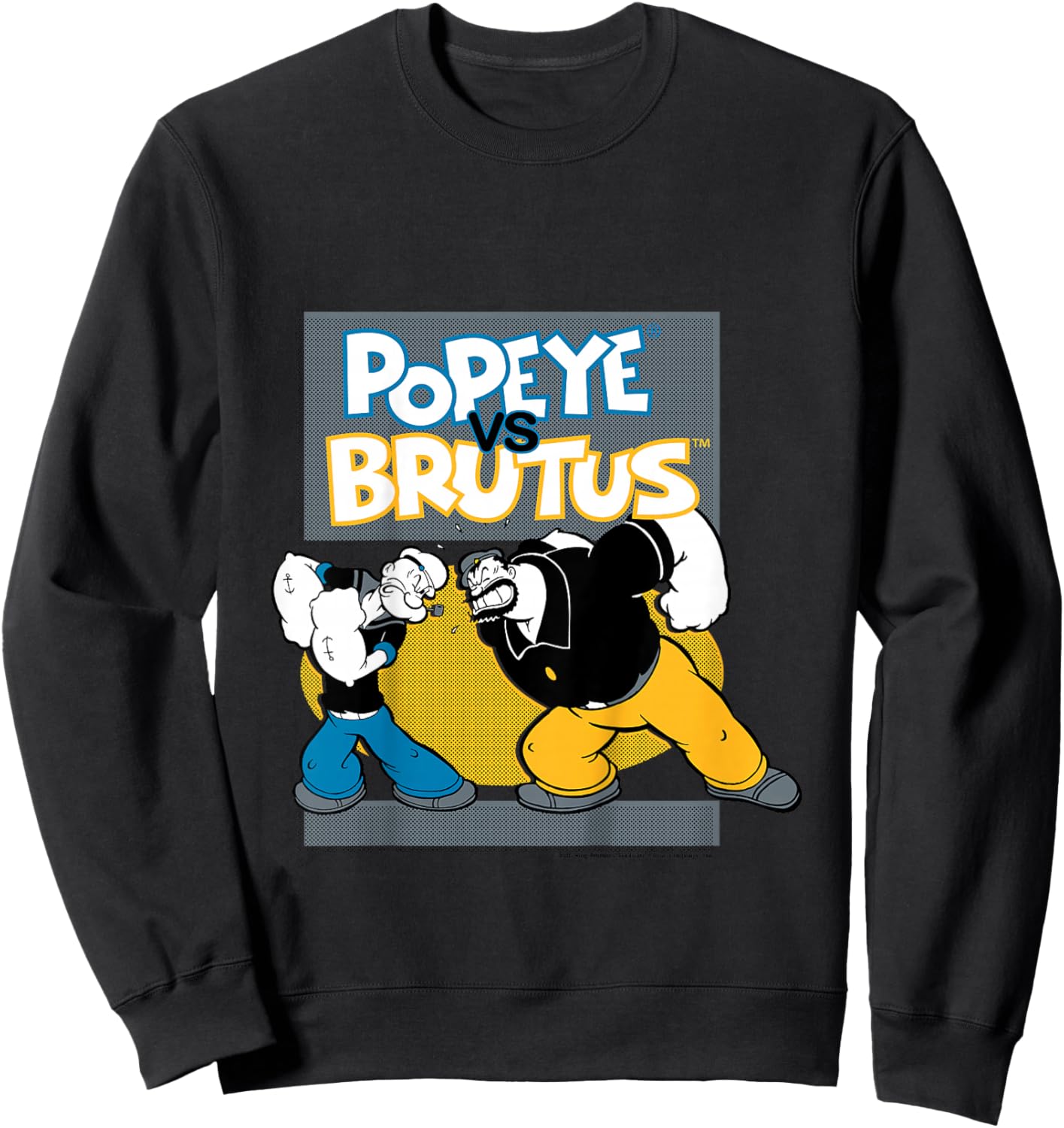 Popeye The Sailor Man Vs Brutus Bluto Retro Comic Kids Sweatshirt - Sweatshirt | Black