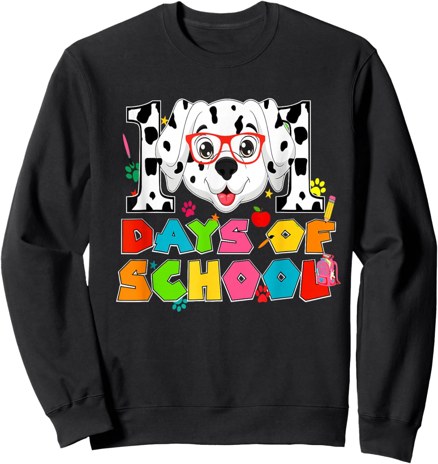 100 Days School Dabbing Dalmatian Dog Teachers Kids Teen Sweatshirt - Sweatshirt | Black