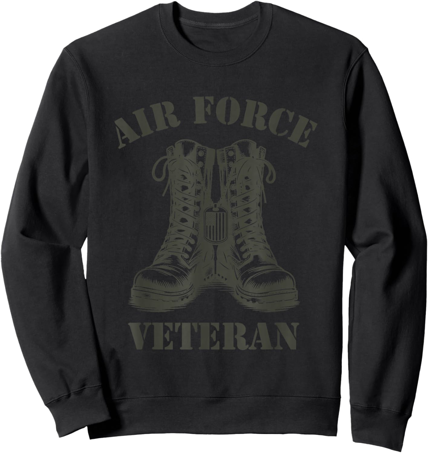 Air Force Veteran Military Combat Boots USAF Veterans Sweatshirt - Sweatshirt | Black