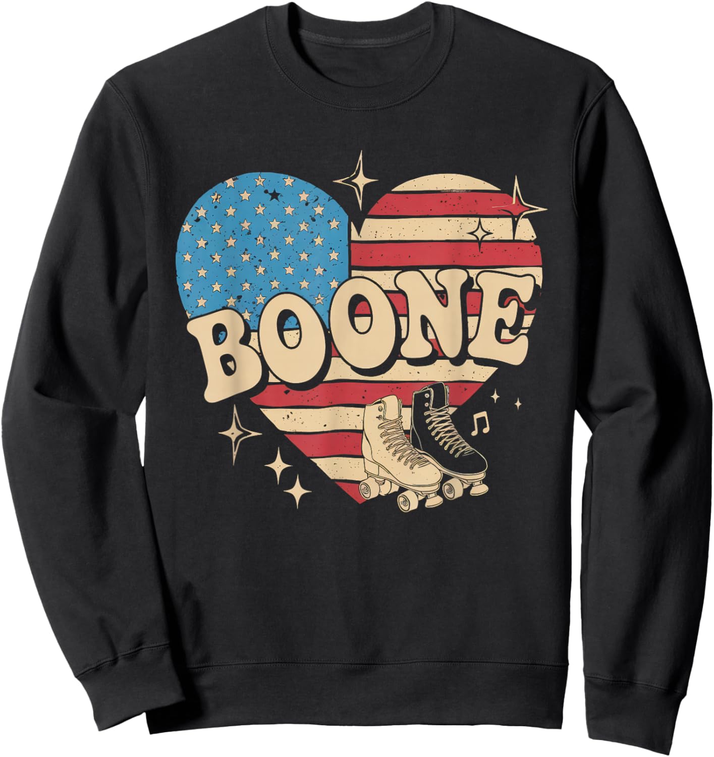 Boone Name American Flag 80's Vintage NC Retro Sweatshirt - Sweatshirt | Black