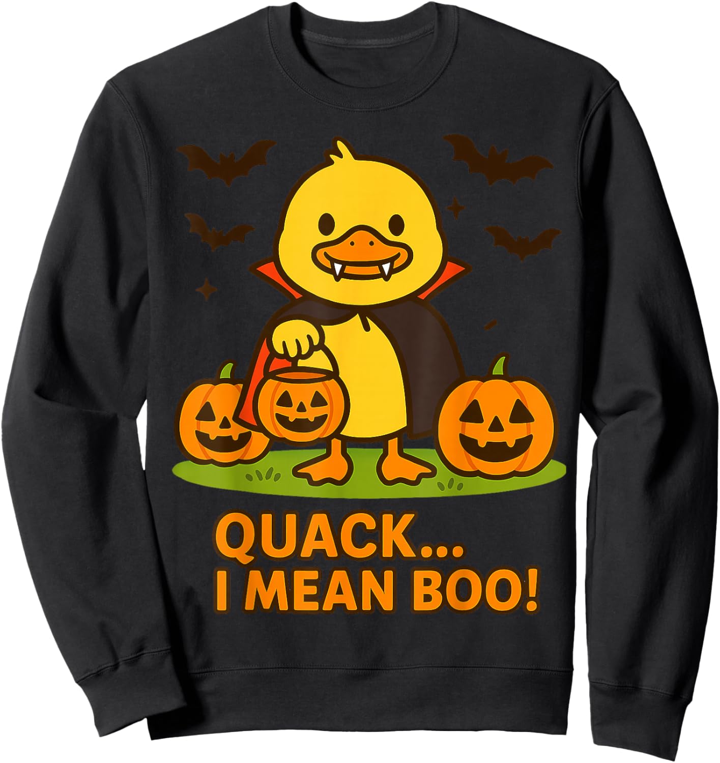 Funny Duck Halloween Costume – Quack I Mean Boo Quote Sweatshirt - Sweatshirt | Black
