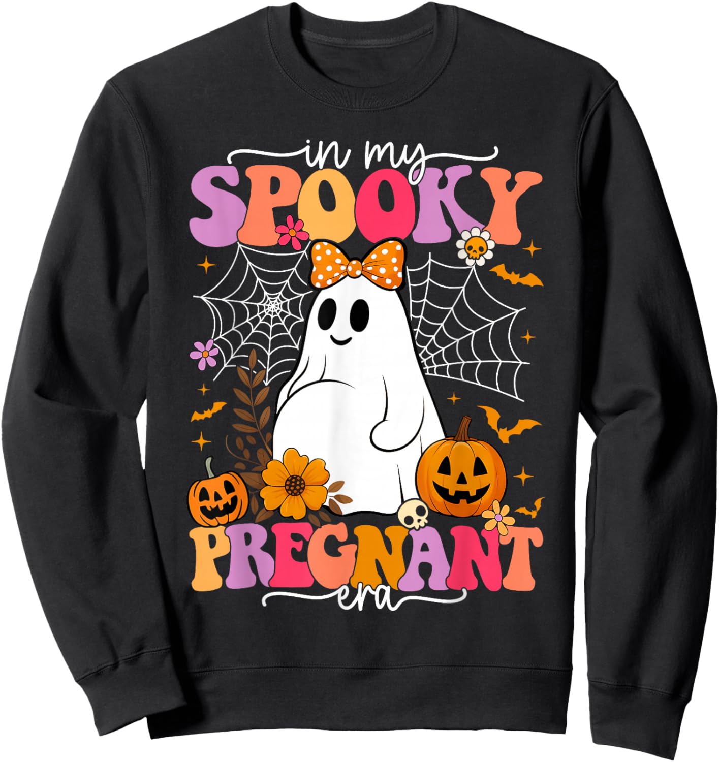 in My Spooky Pregnant Era Ghost Halloween Pregnant Mom Women Sweatshirt - Sweatshirt | Black