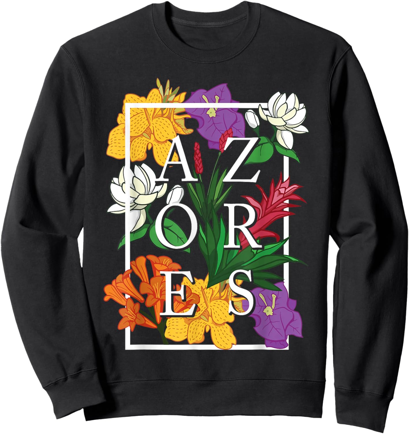 Azores Sao Miguel Faial Wildflower Pride Floral Sweatshirt - Sweatshirt | Black