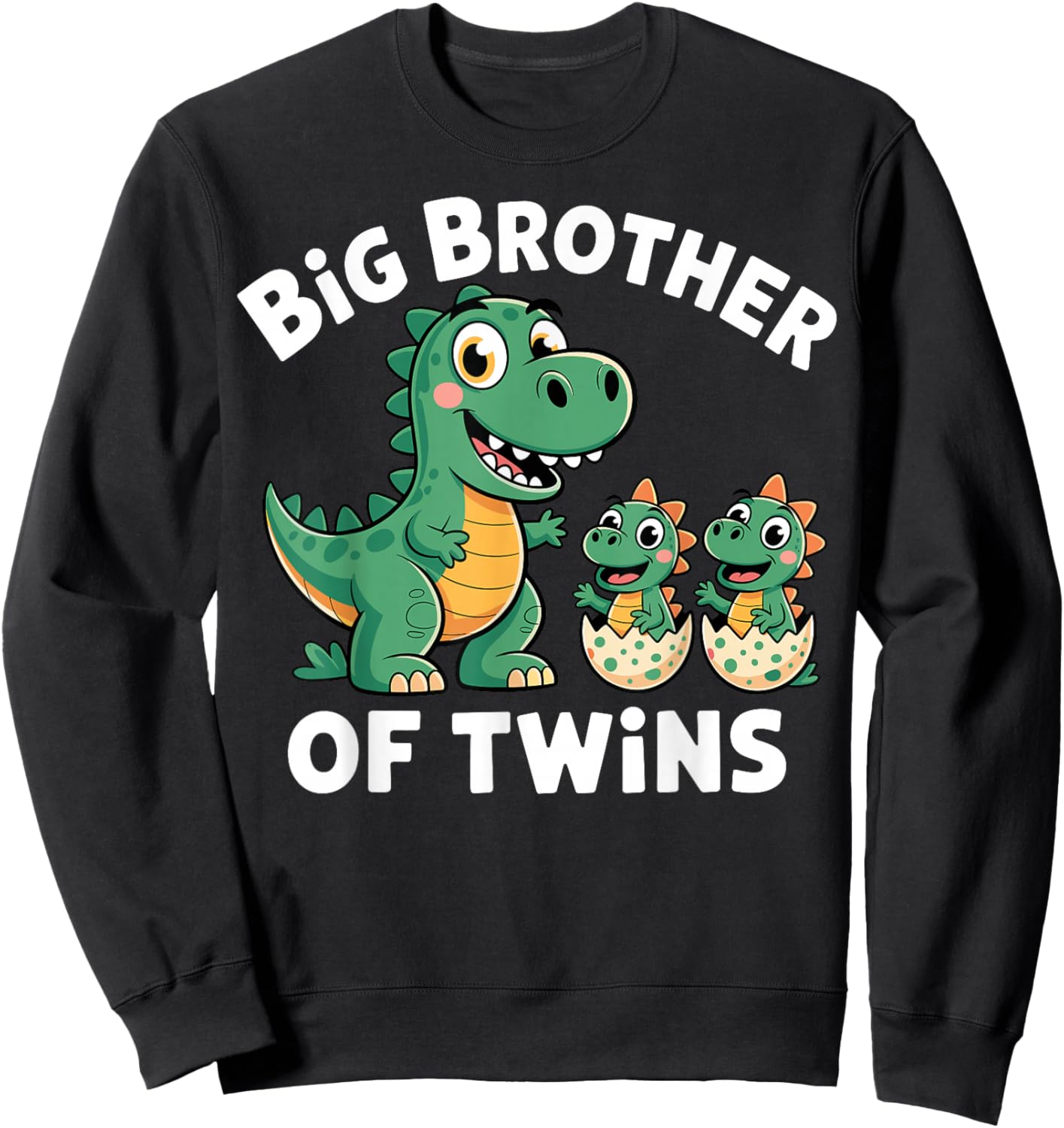I'm Going to Be A Big Brother of Twins Dinosaur Sweatshirt - Sweatshirt | Black