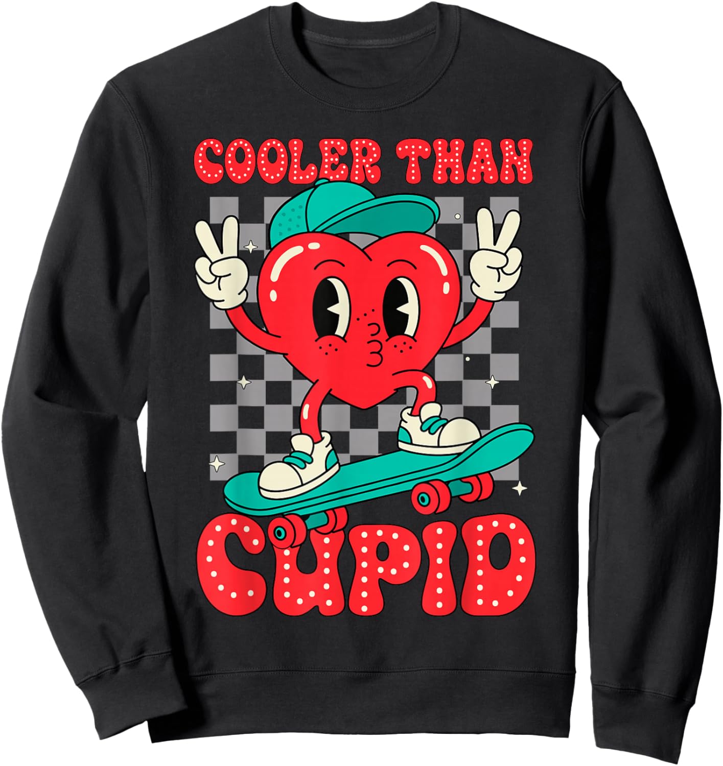 Cooler Than Cupid Valentines Day for Teens Kids Boys Girls Sweatshirt - Sweatshirt | Black
