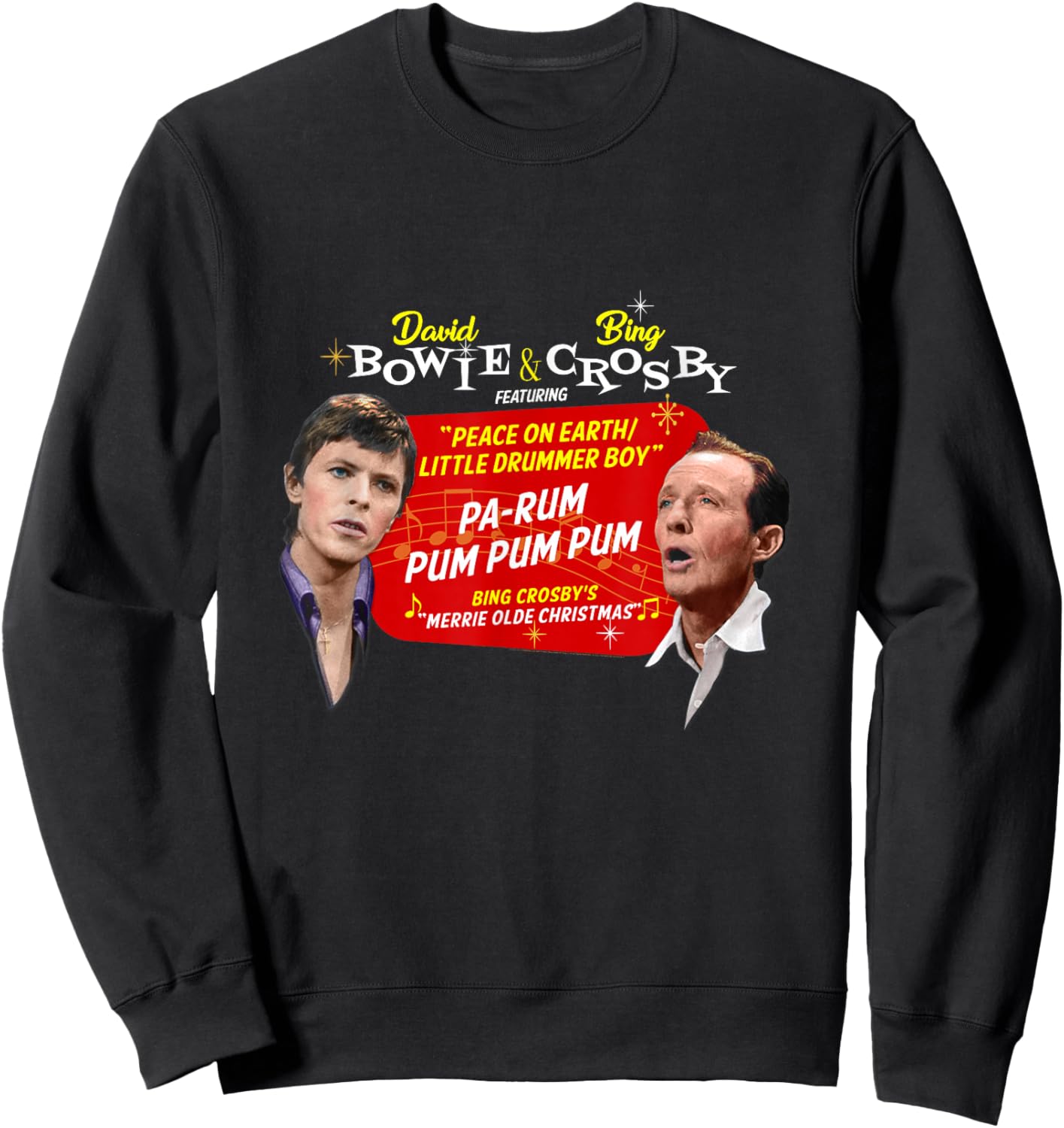 Official Bing Crosby David Bowie Christmas Music Sweatshirt - Sweatshirt | Black
