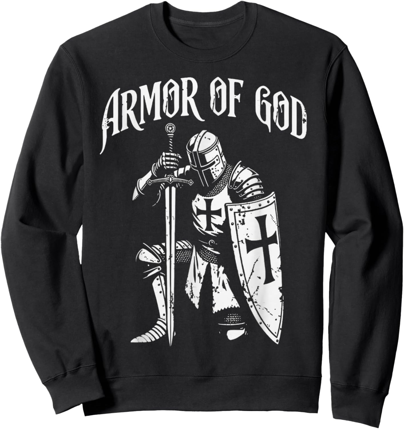 Vintage Christian Knight Armor of God Sweatshirt - Sweatshirt | Black
