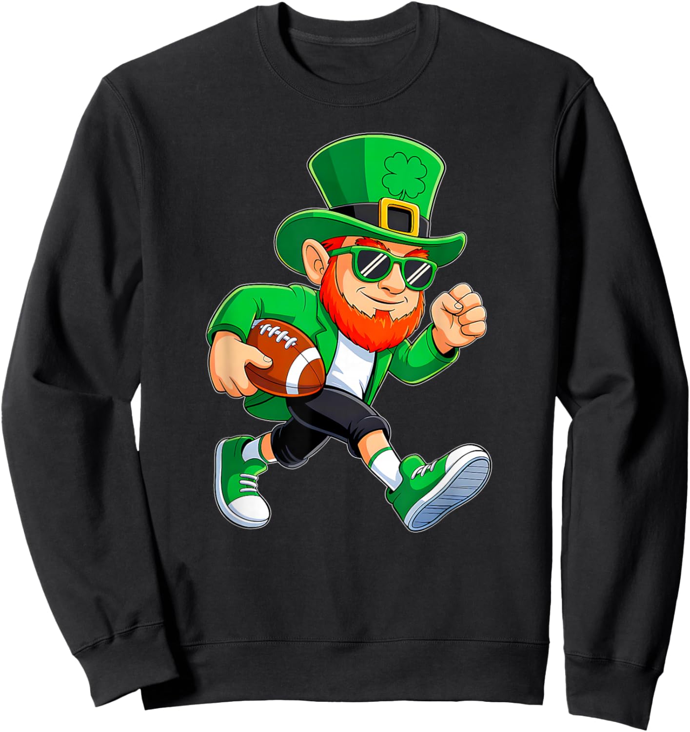 St Patricks Day Leprechaun Football Saint Paddys Boys Men Sweatshirt - Sweatshirt | Black