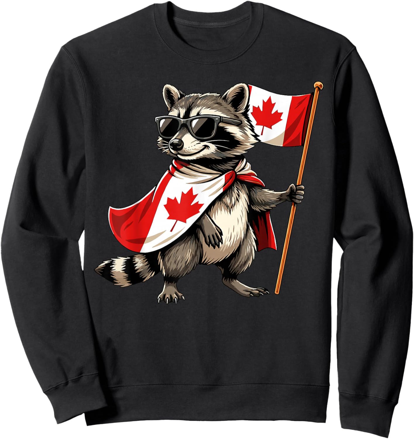Proud Canadian Raccoon Men Women Kids Funny Canada Sweatshirt - Sweatshirt | Black