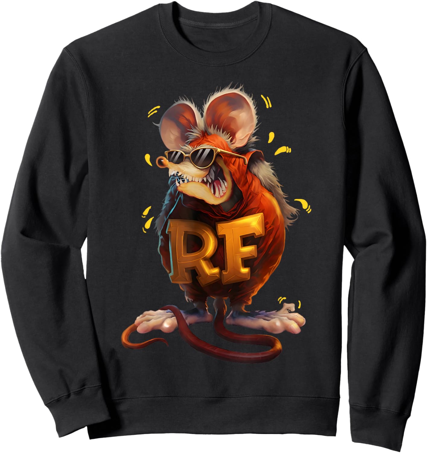 Rat Fink Sunglasses Green Horror Cartoon Spooky Rat Sweatshirt - Sweatshirt | Black
