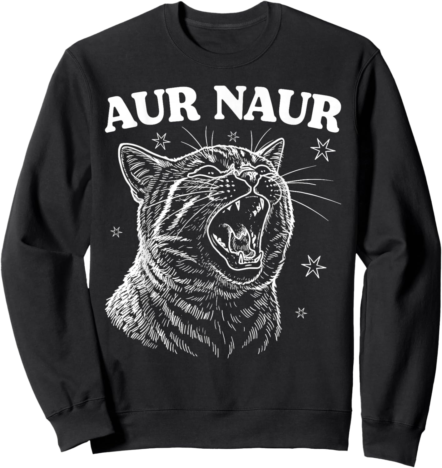 AUR Naur Cat Retro Funny Oh No Surprised Cat Animal Lover Sweatshirt - Sweatshirt | Black